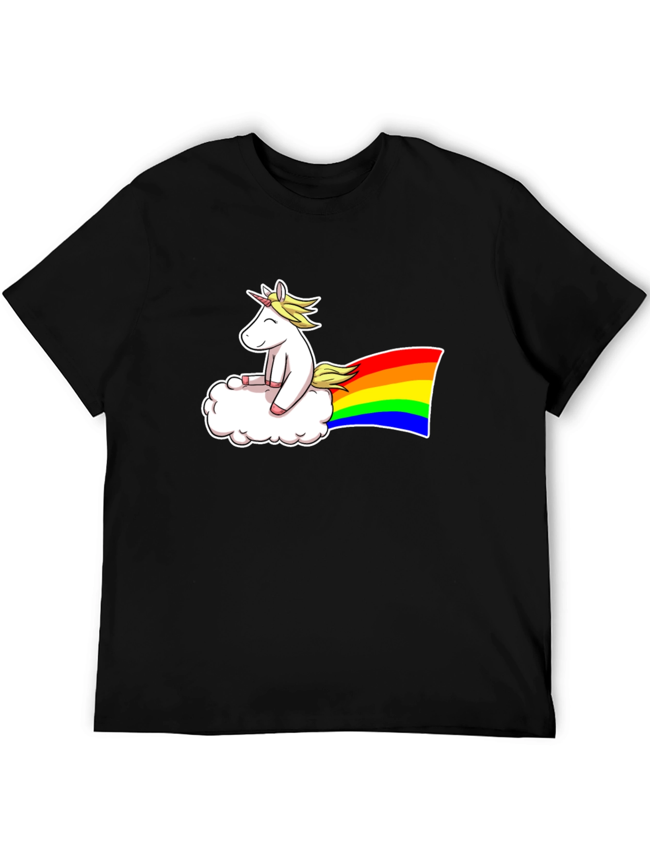Black Unicorn Cloud Rainbow Graphic T-Shirt view 5