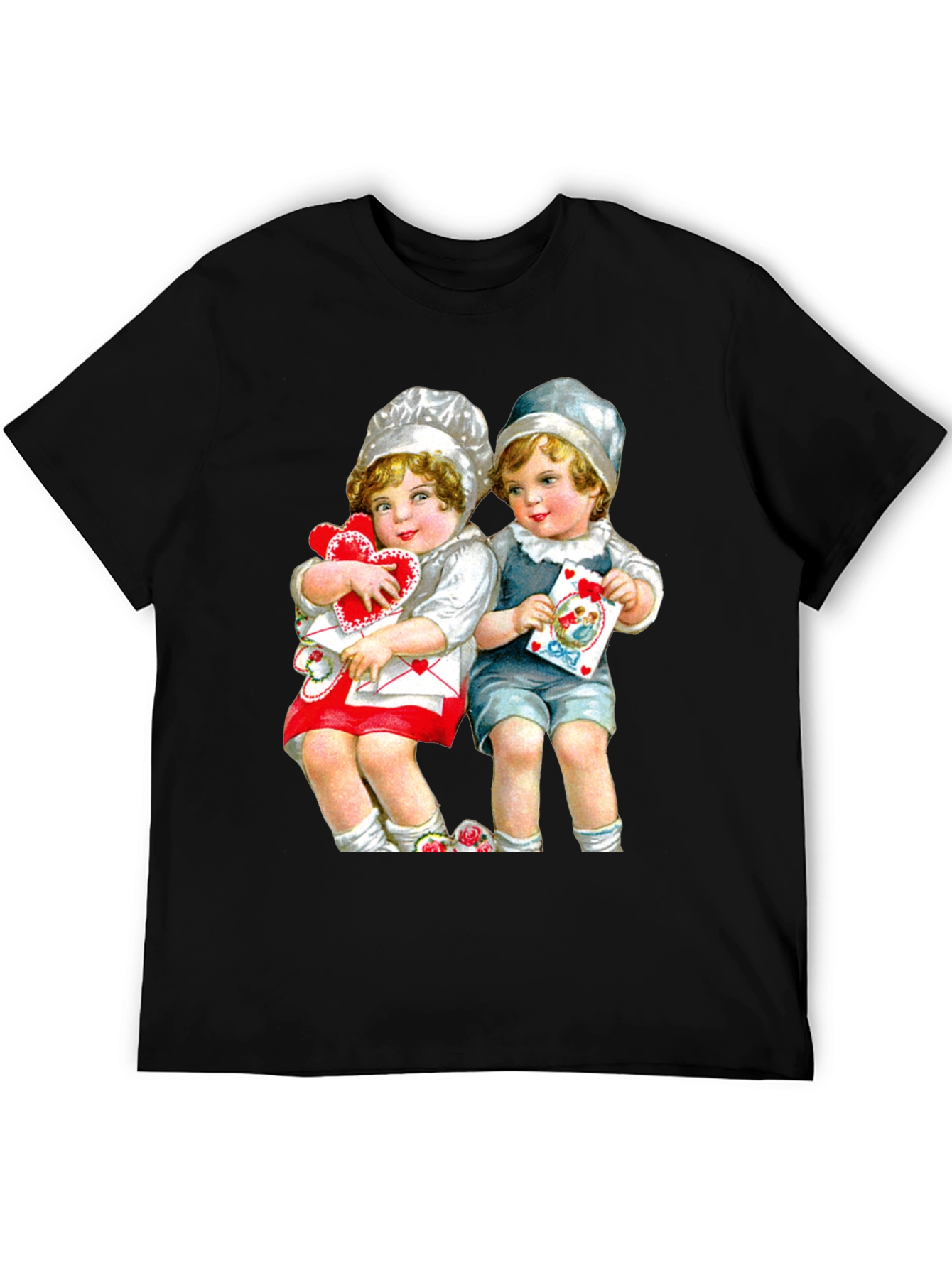 Black Vintage Valentine's Day Kids Graphic T-Shirt view 5