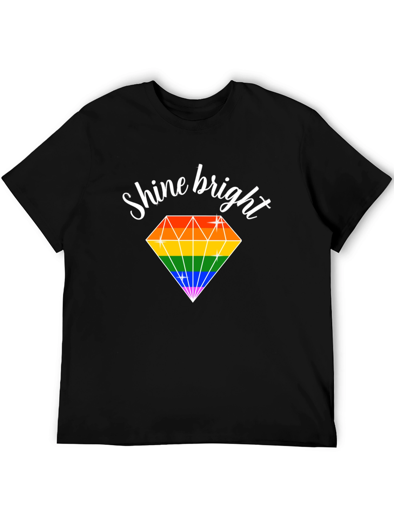 Black Shine Bright Rainbow Diamond T-Shirt view 5