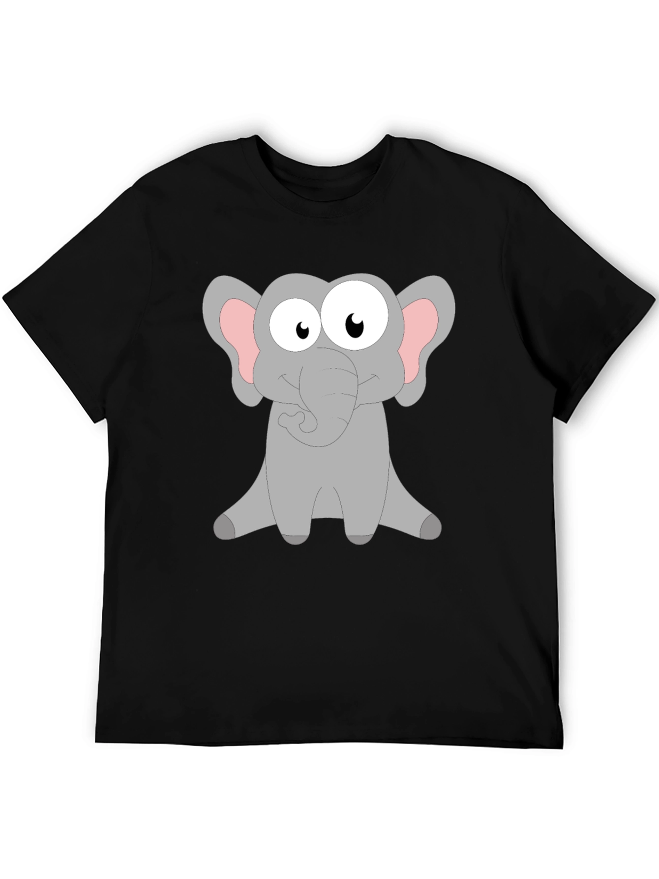 Black Cute Elephant Graphic Tee - Soft Cotton Blend view 5