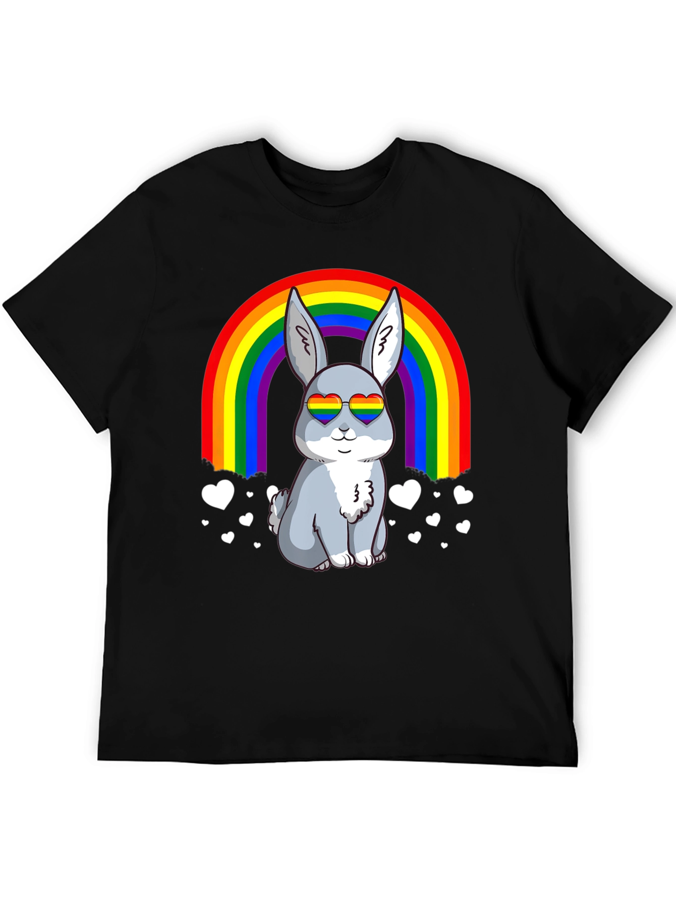 Black Rainbow Bunny Pride T-Shirt view 5