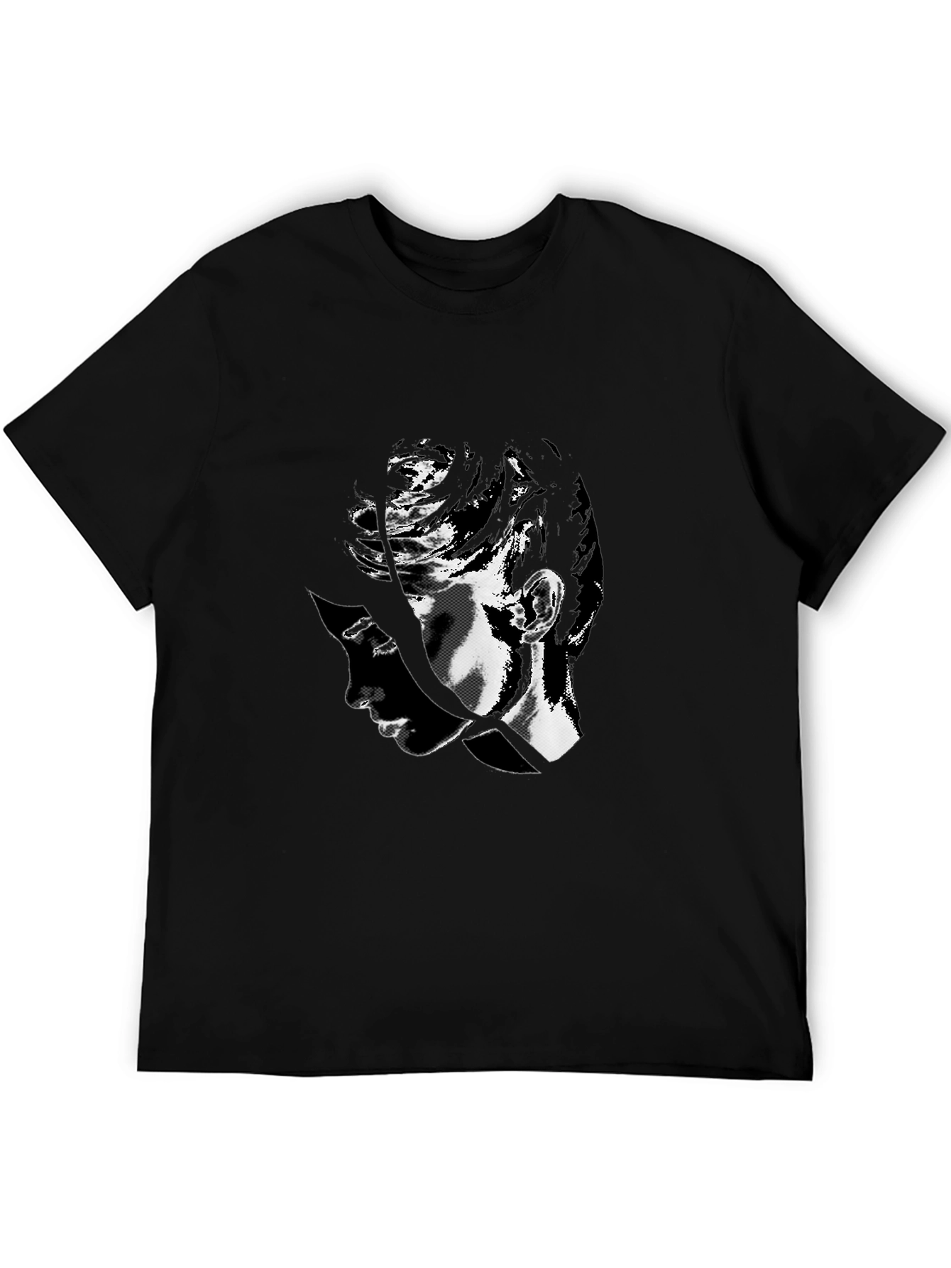 Black Abstract Face Graphic Tee - Black Cotton Casual Shirt view 5
