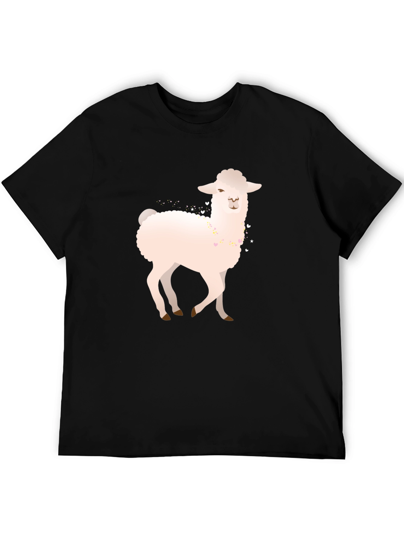 Black Llama Graphic Tee - Black Cotton Blend Casual Shirt view 5