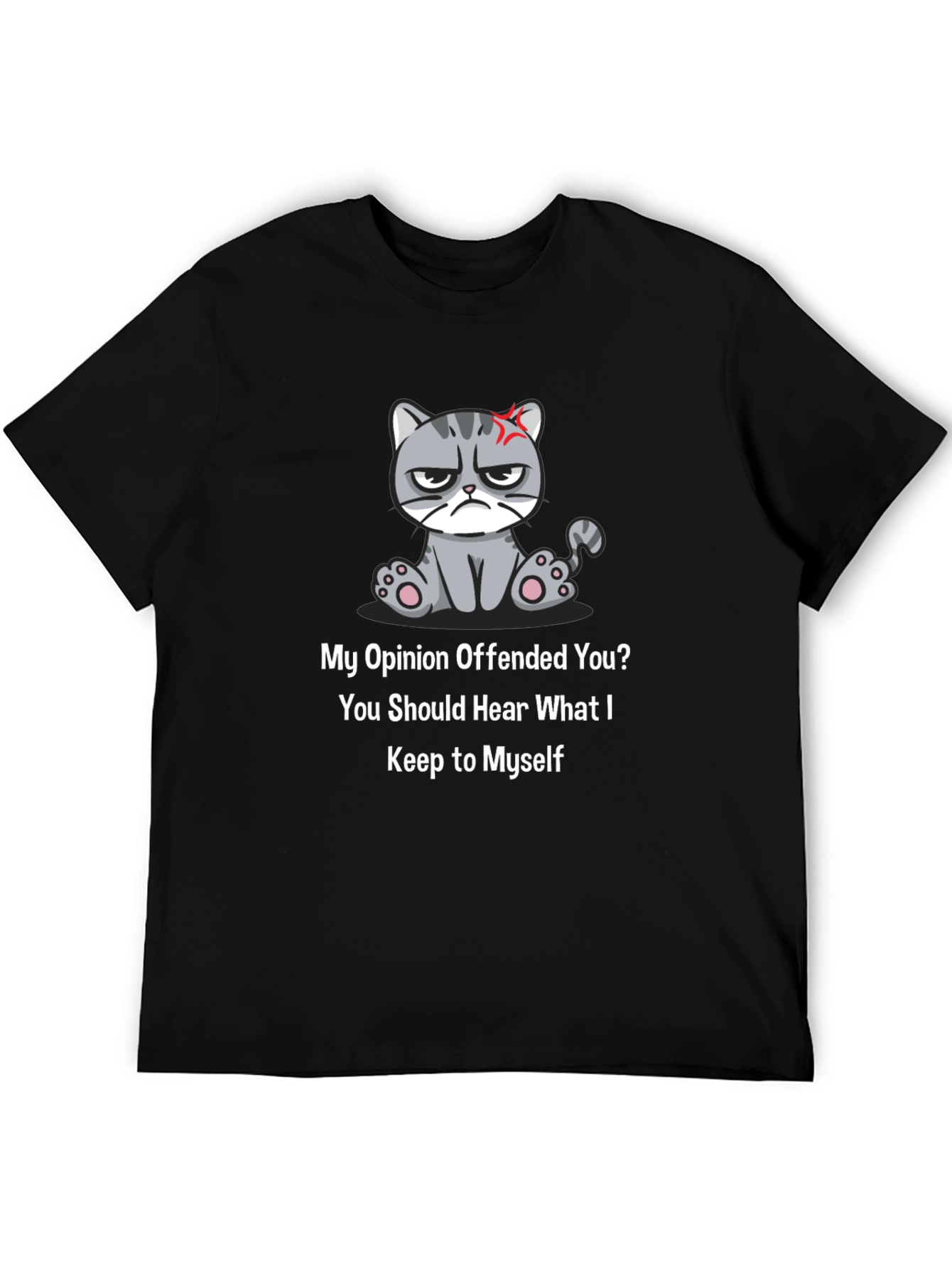 Black Grumpy Cat Opinion T-Shirt - Sarcastic Humor view 5