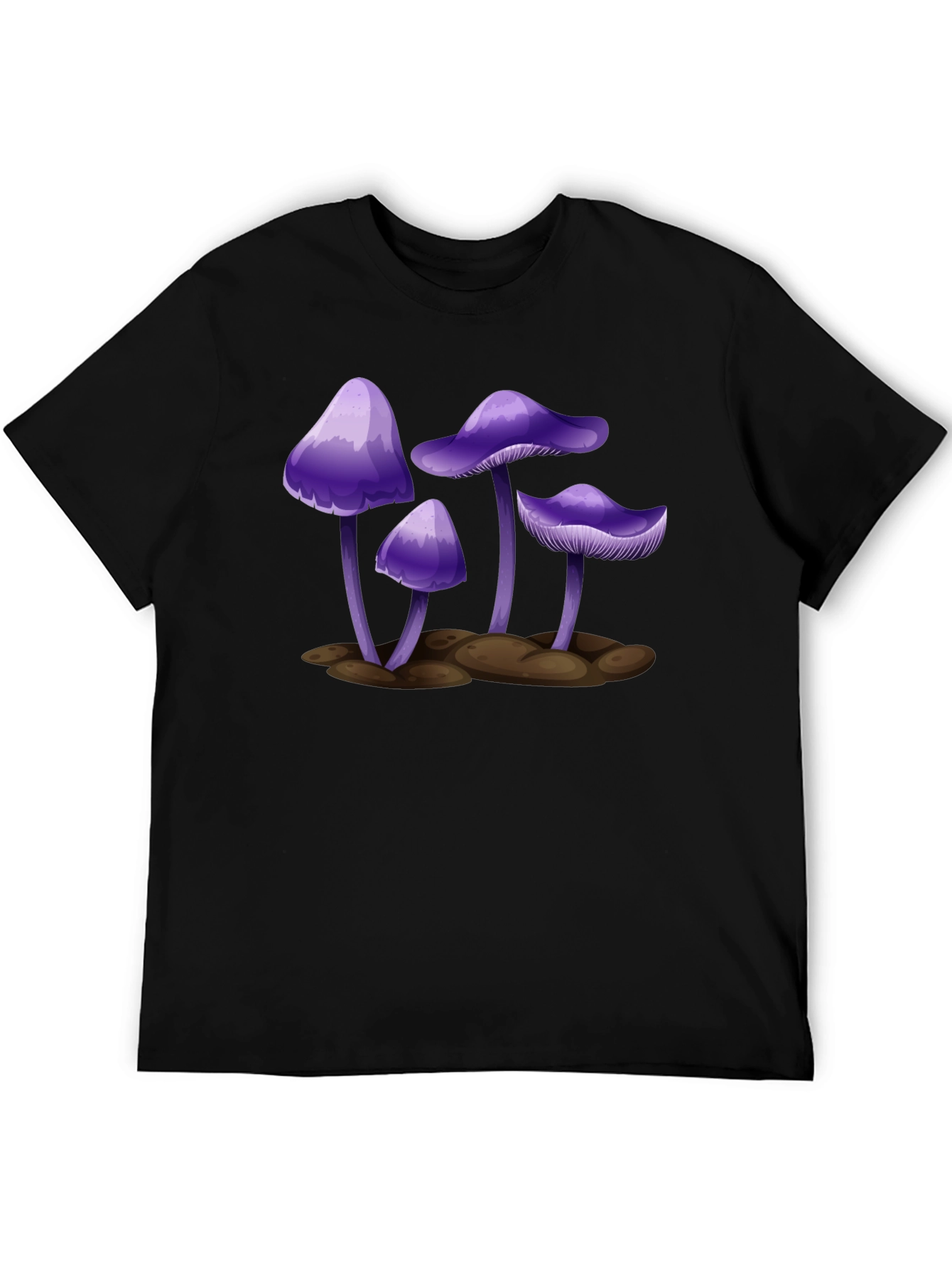 Black Purple Mushroom Graphic T-Shirt - Black view 5