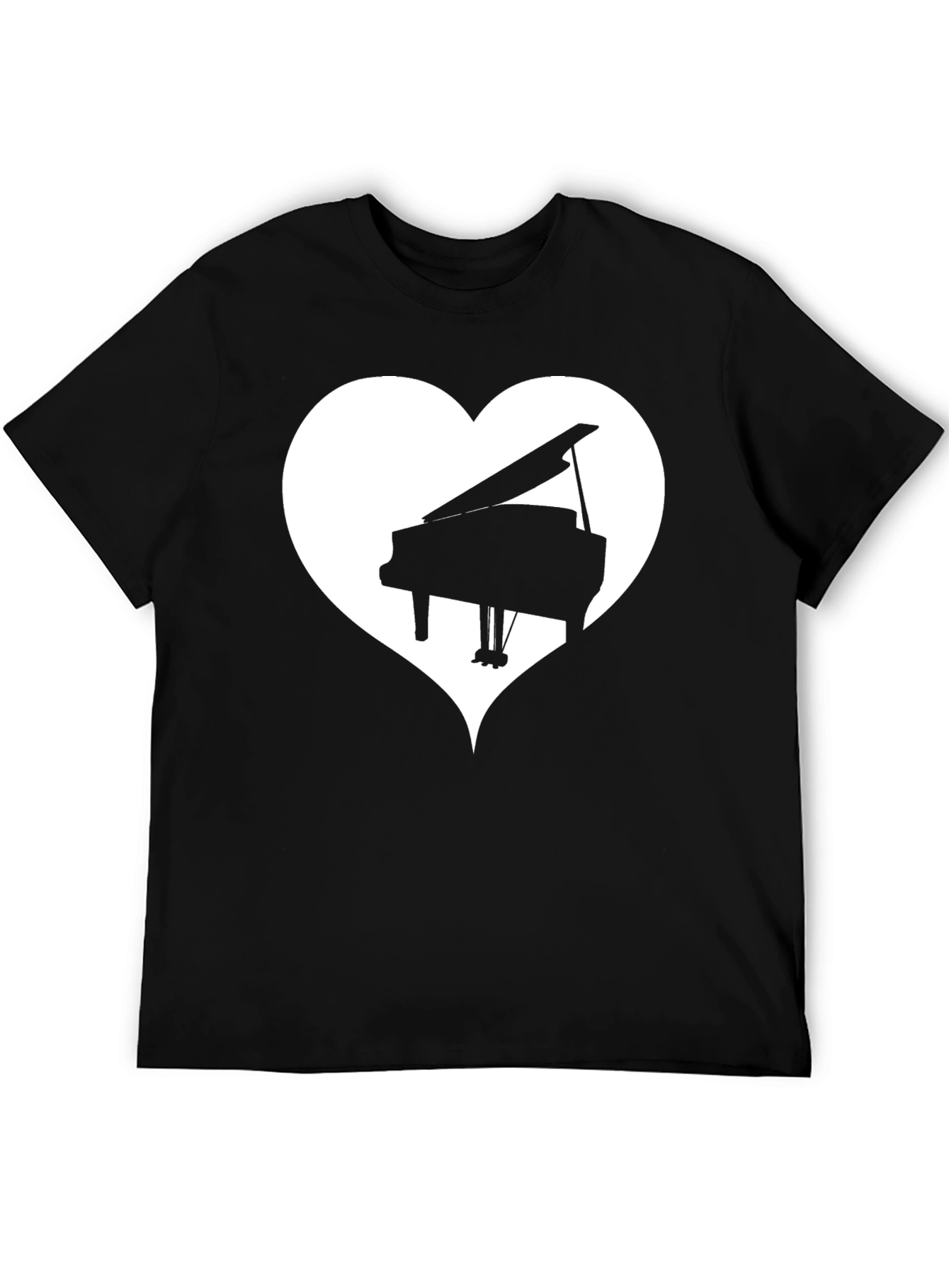 Black Piano Heart T-Shirt - Music Lover Tee view 5