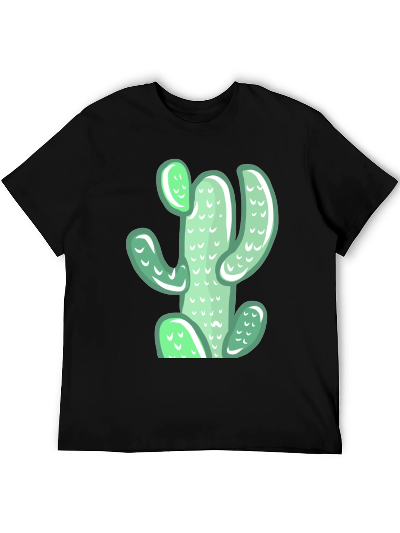 Black Cactus Graphic Tee - Black Casual Cotton T-Shirt view 5
