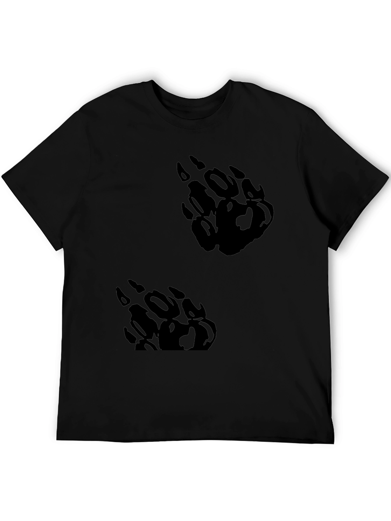 Black Black T-Shirt with Bear Paw Print Design view 5