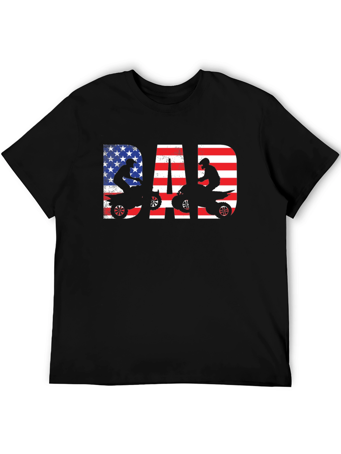 Black Dad ATV Rider American Flag T-Shirt view 5