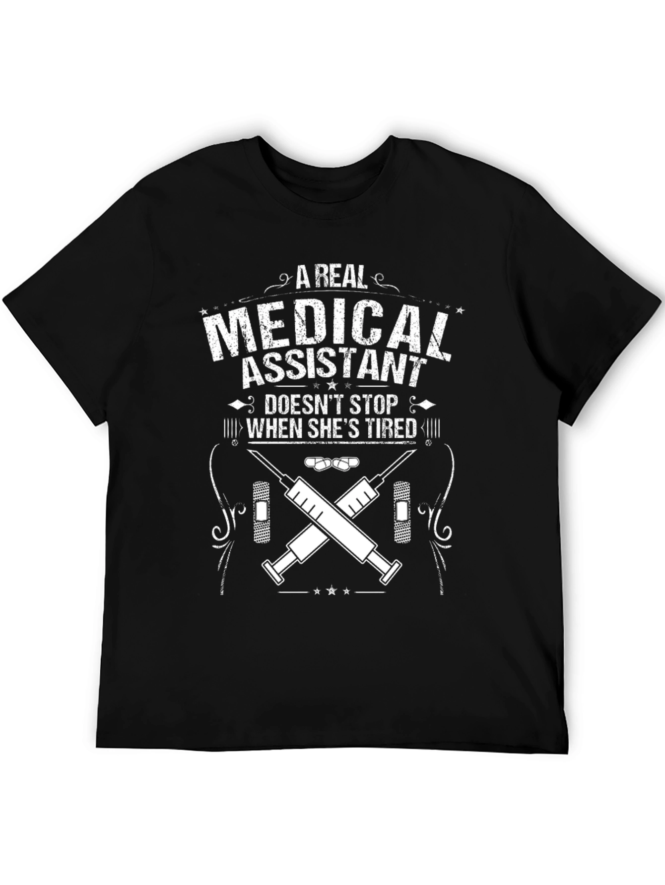 Black Medical Assistant T-Shirt - Never Stops view 5