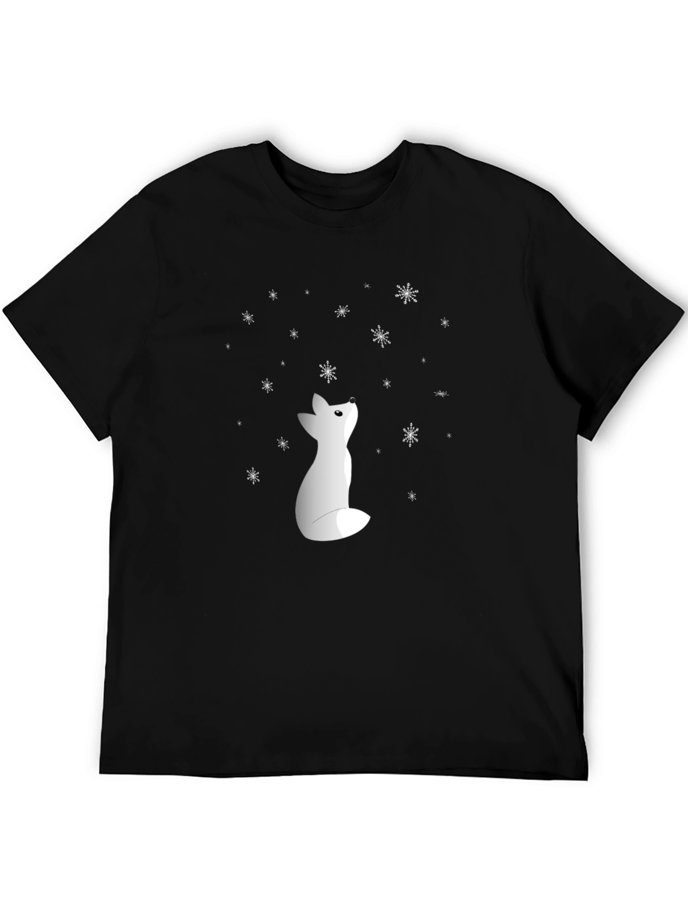 Black Snowy Fox Graphic Tee - Black Cotton Shirt view 5