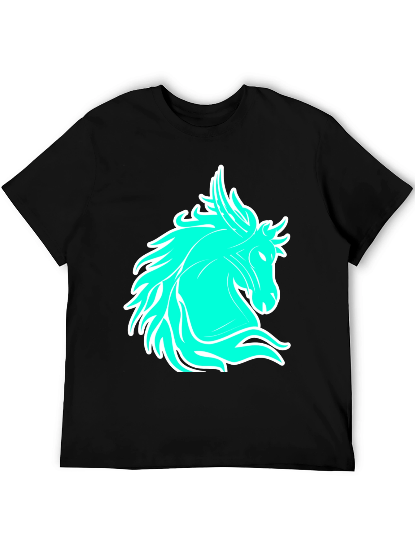 Black Cool Horse Graphic Tee - Black Casual T-Shirt view 5