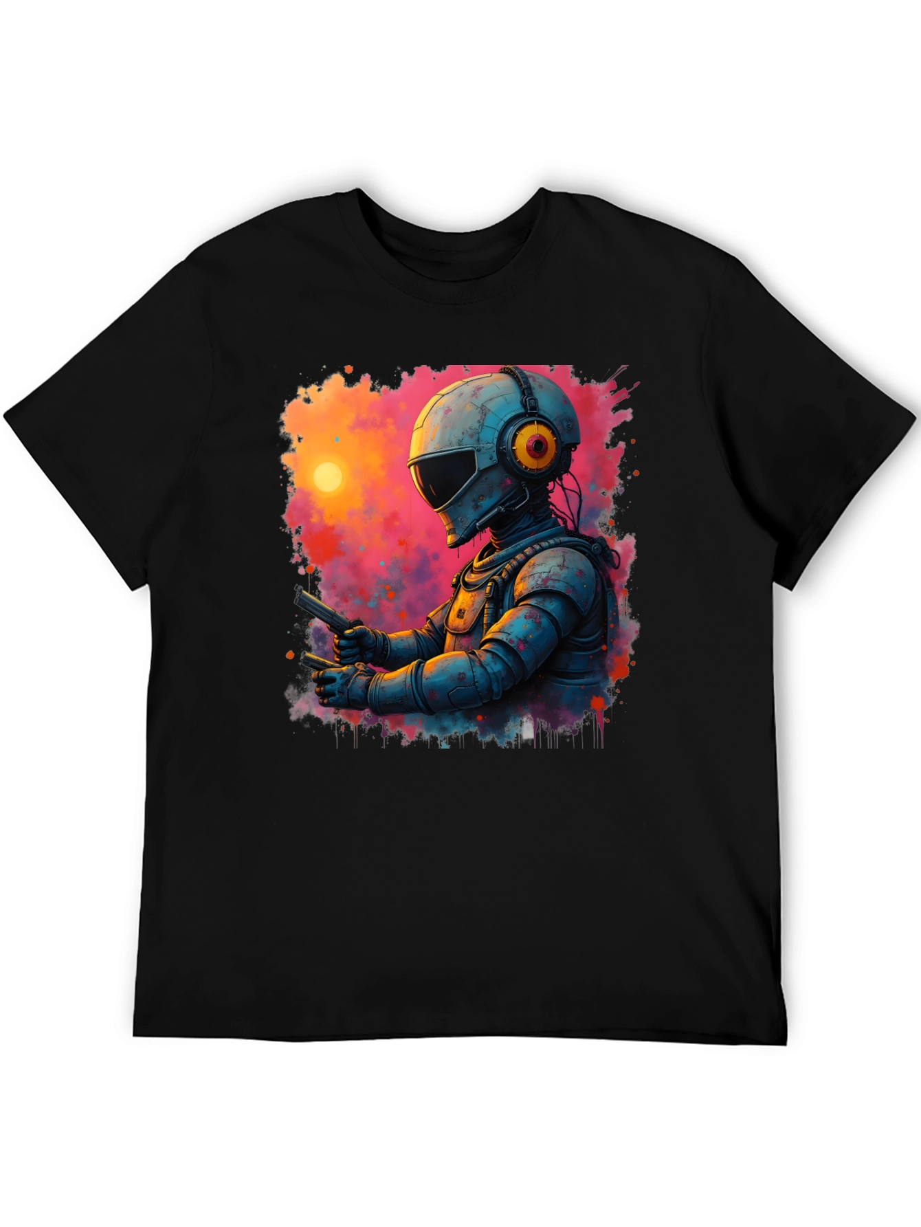 Black Retro Sci-Fi Astronaut T-Shirt view 5