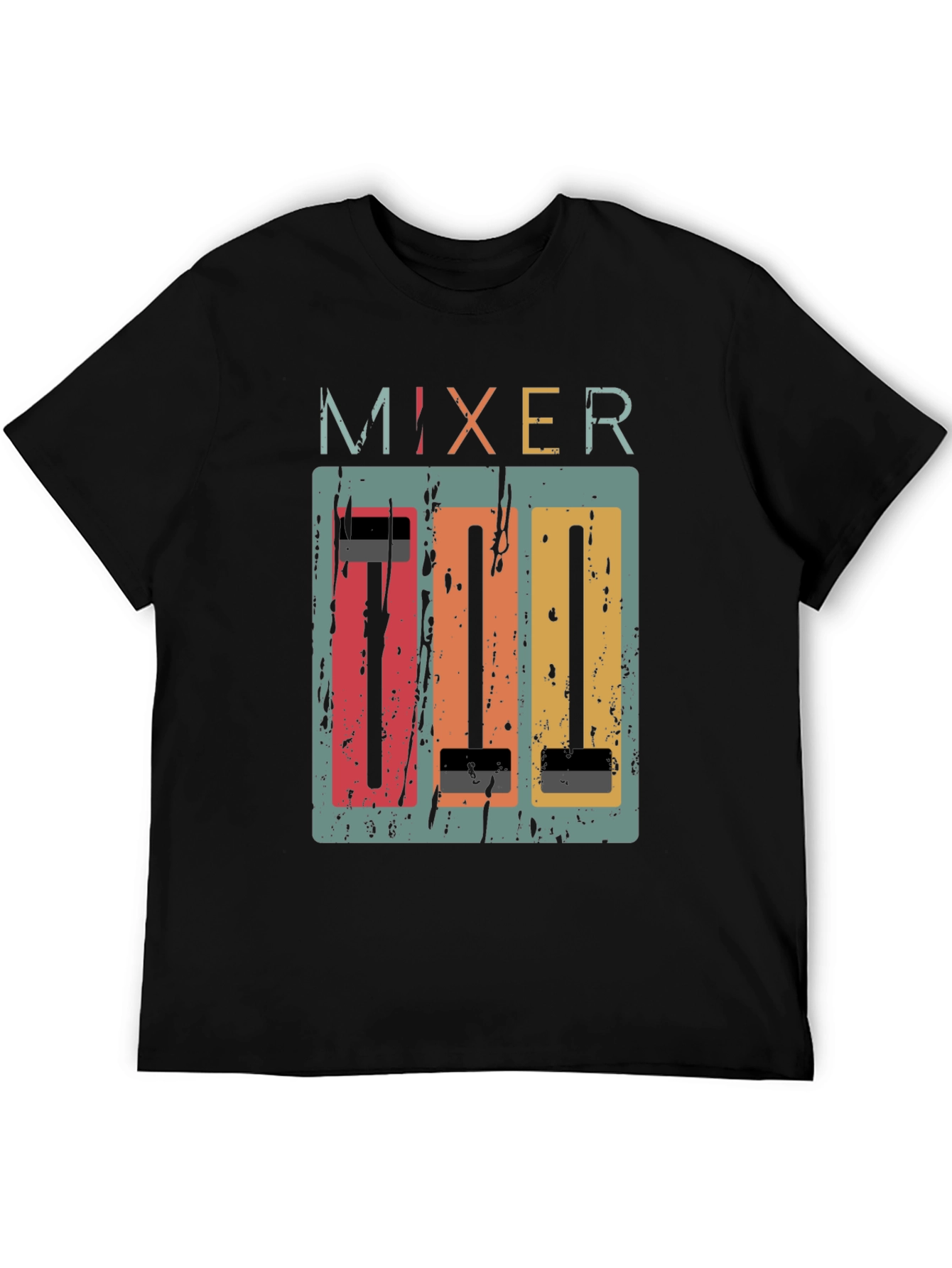 Black Retro Mixer Graphic Tee - Music Lover's T-Shirt view 5