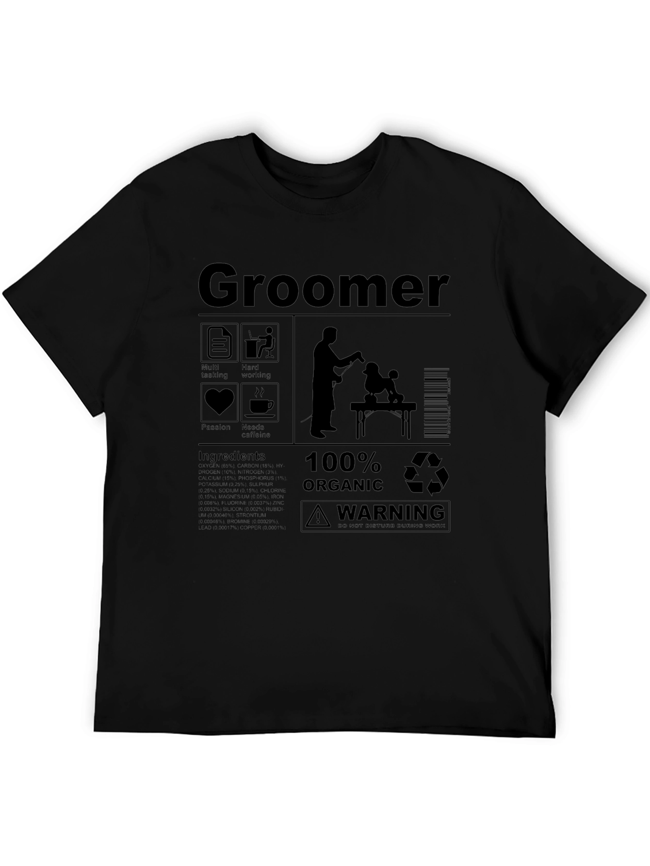 Black Groomer T-Shirt: Funny Gift for Dog Grooming Lovers view 5