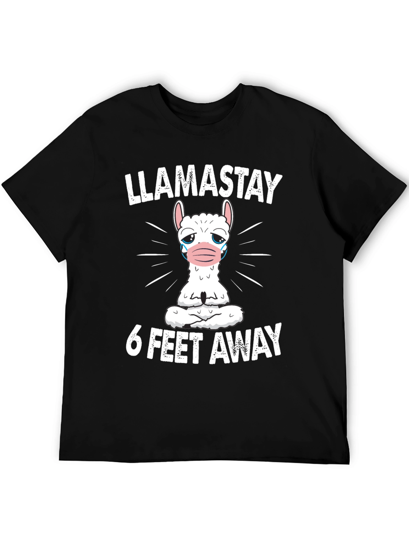 Black Llamastay 6 Feet Away Graphic T-Shirt view 5