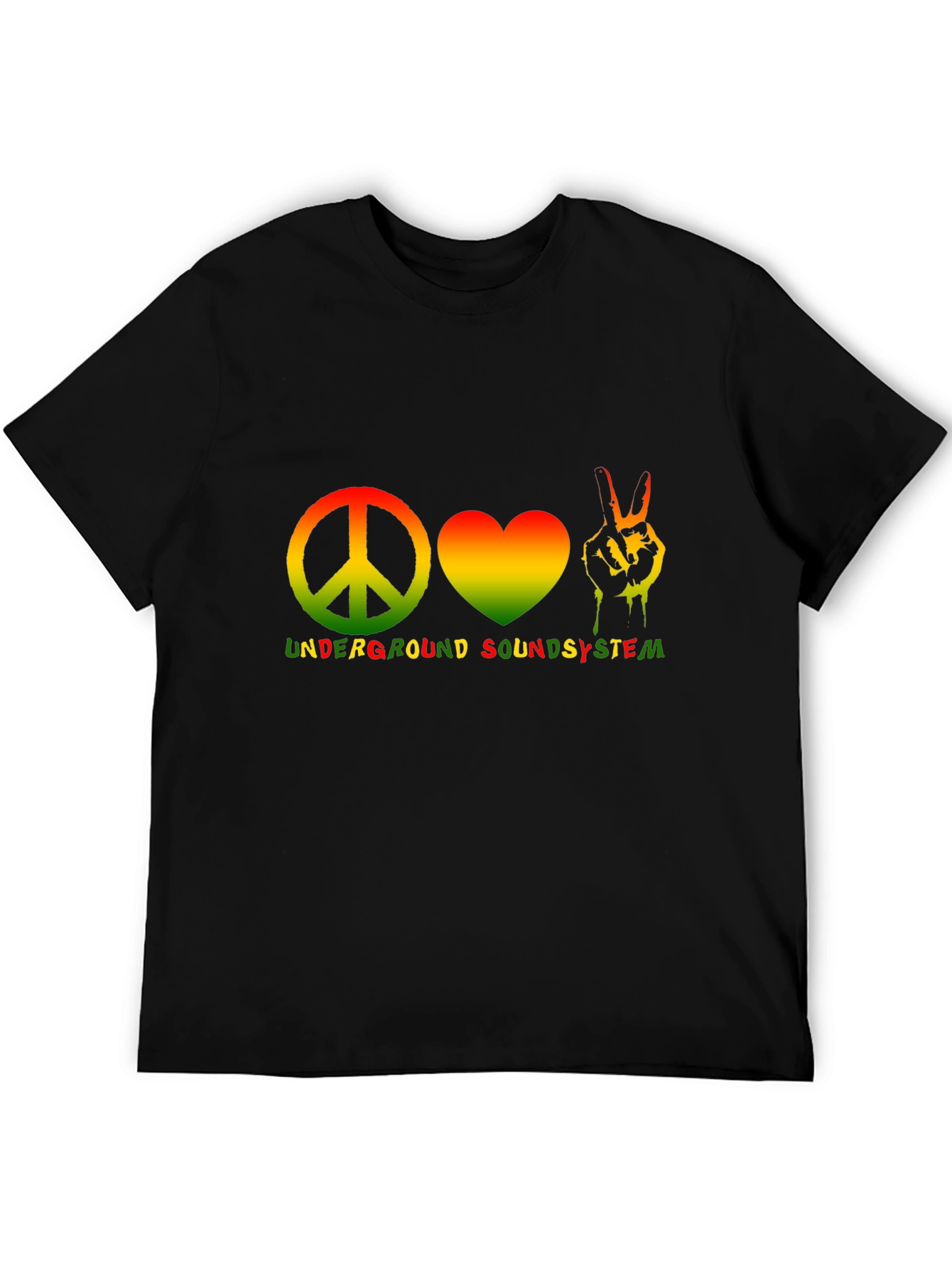 Black Peace Love Music T-Shirt Underground Soundsystem Black view 5