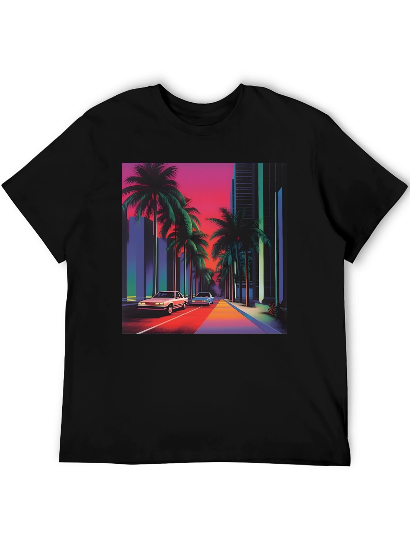 Black Retro 80s Synthwave T-Shirt view 5