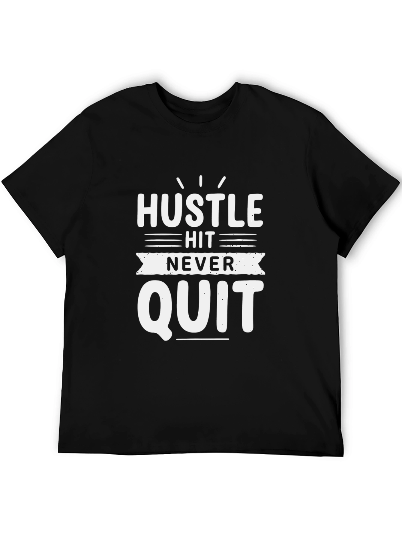 Black Hustle Never Quit Black Graphic Tee view 5