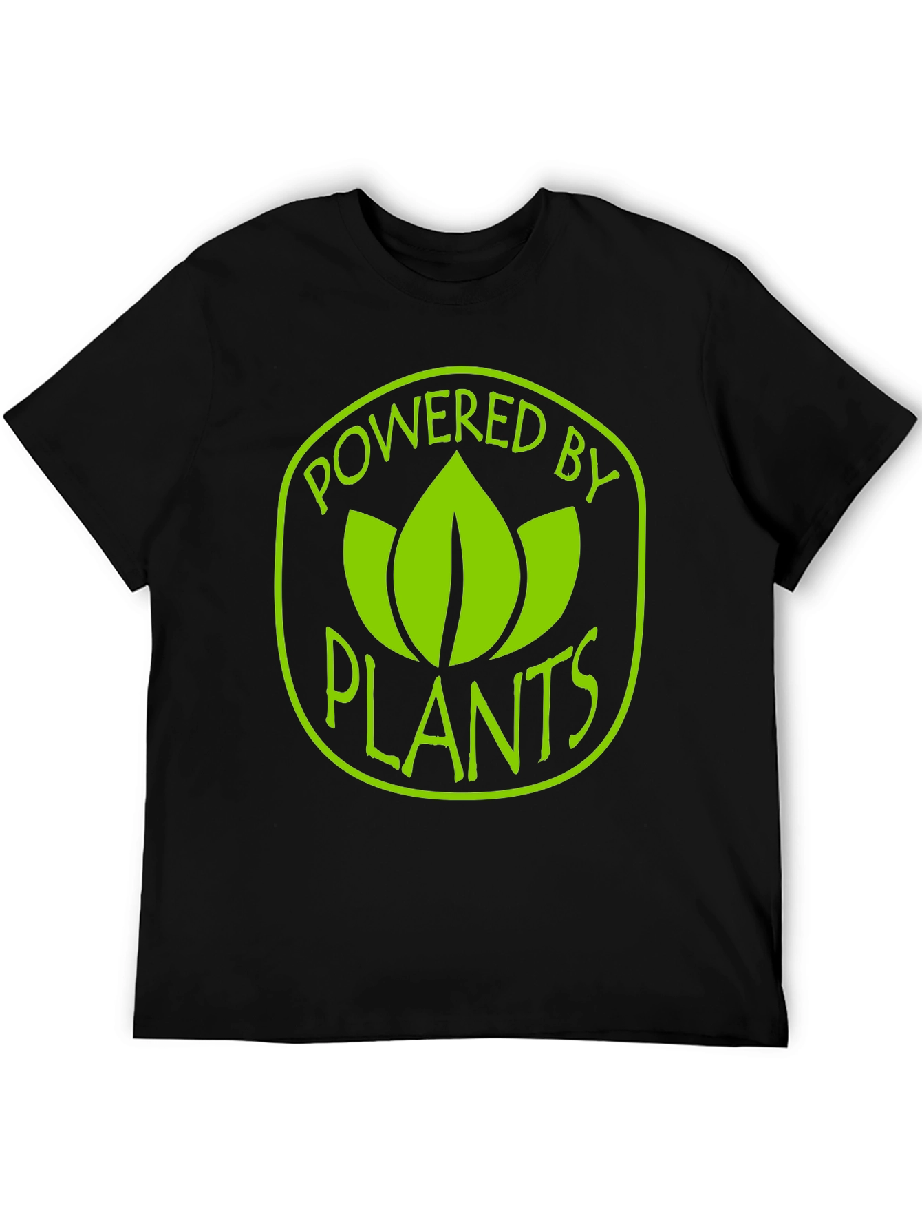 Black Powered By Plants T-Shirt - Vegan Lifestyle Tee view 5