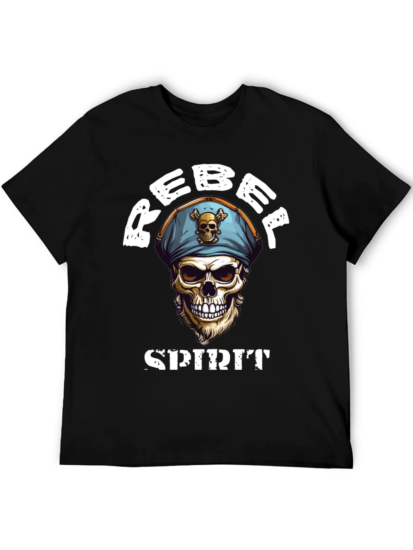 Black Rebel Spirit Skull Graphic Tee - Black view 5