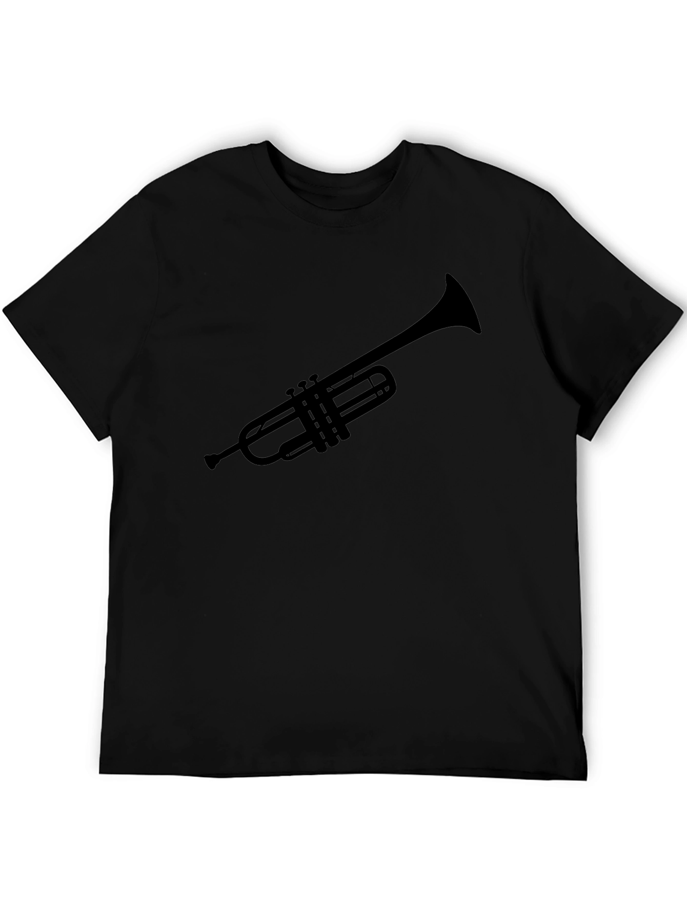 Black Trumpet Silhouette Tee - Musician's Black T-Shirt view 5