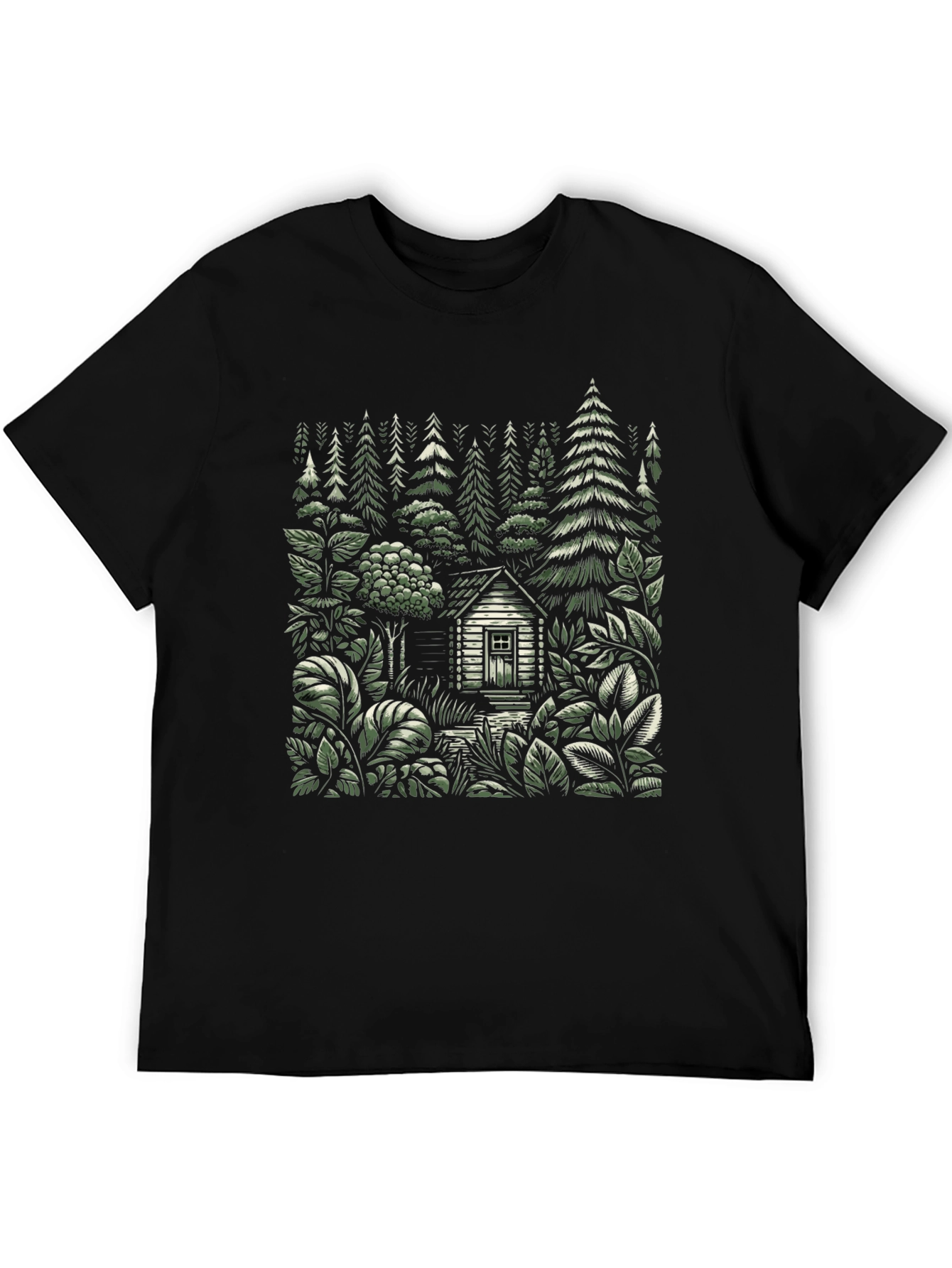 Black Cabin in the Woods Graphic Tee - Nature Lover Shirt view 5