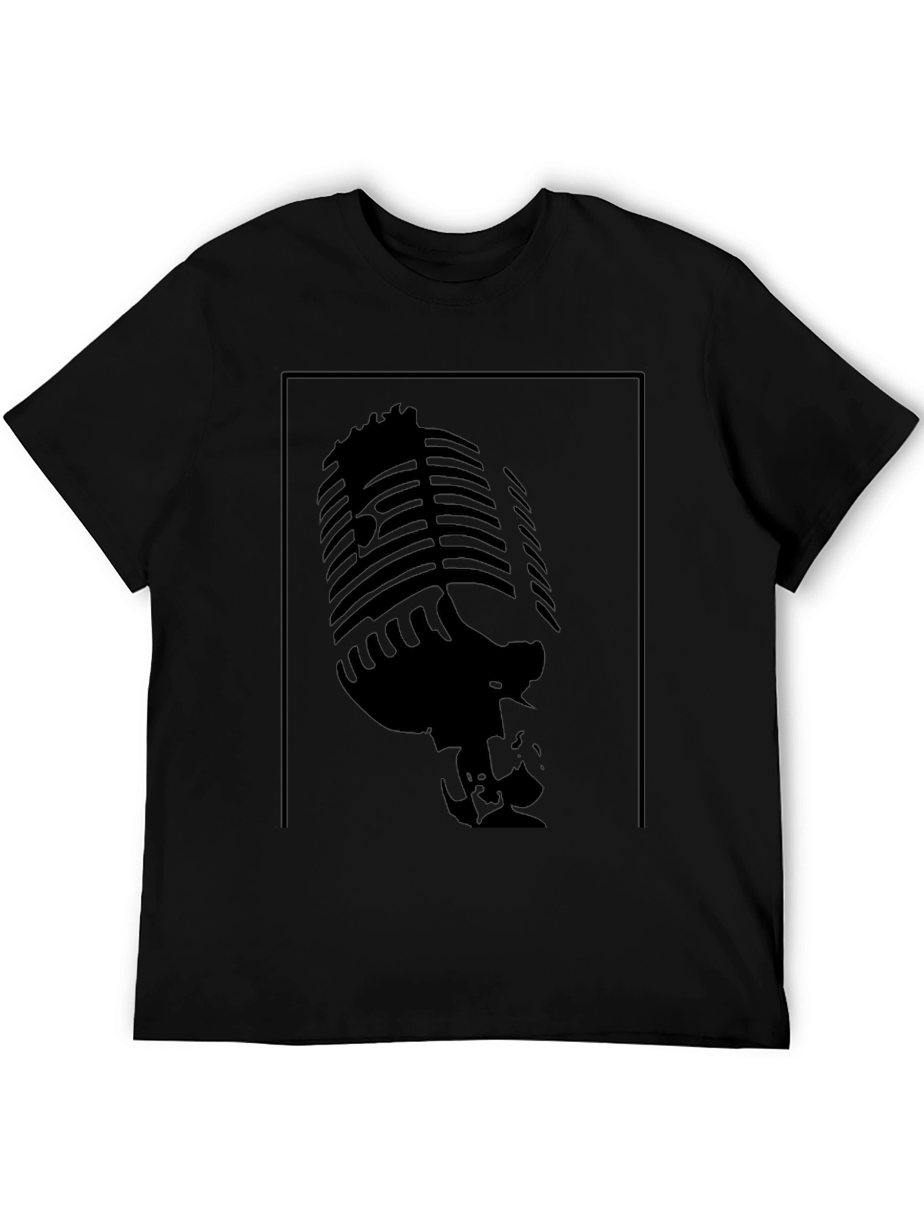 Black Vintage Microphone Graphic Tee - Retro Style view 5