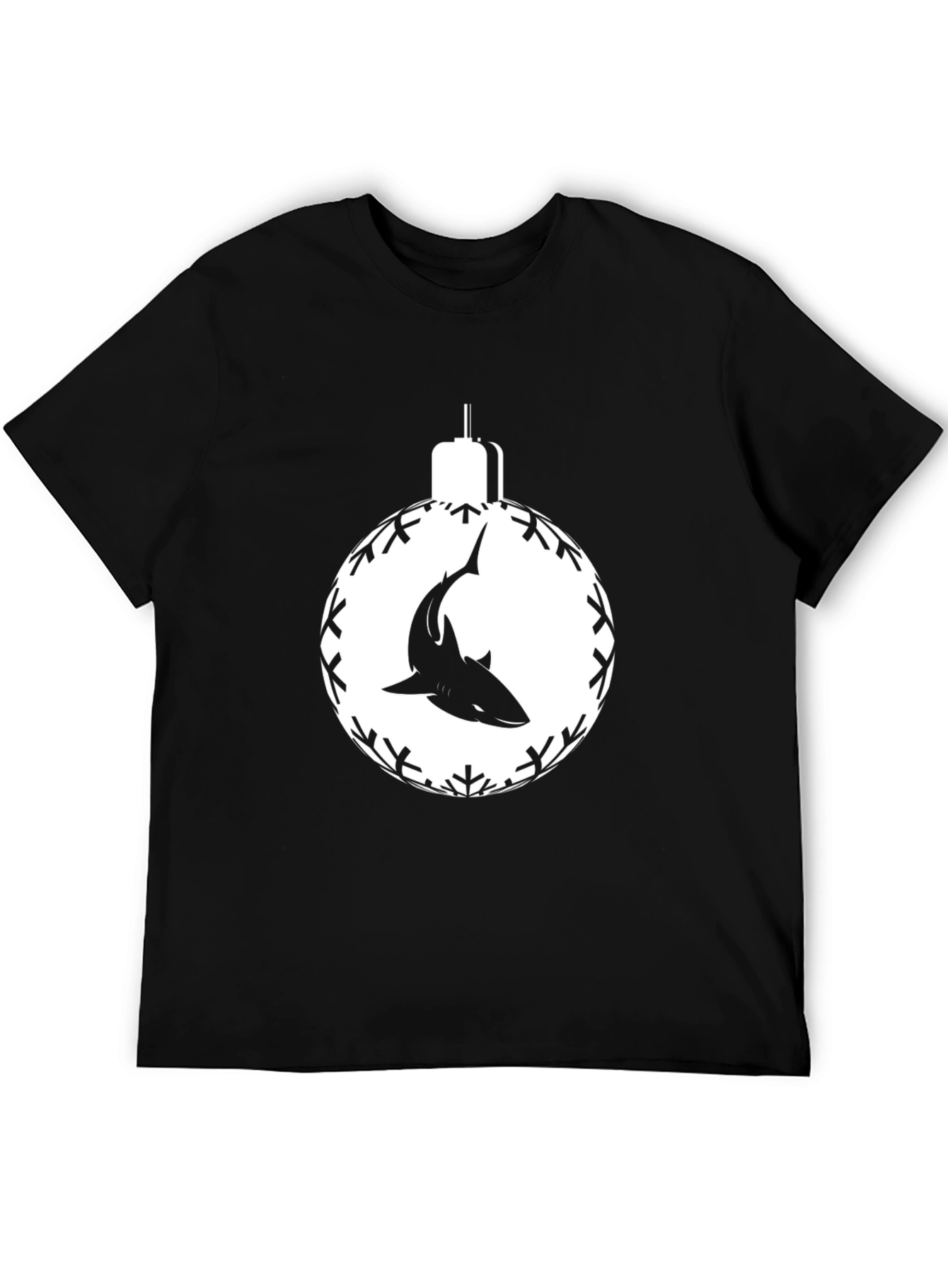 Black Shark Christmas Ornament Black T-Shirt view 5