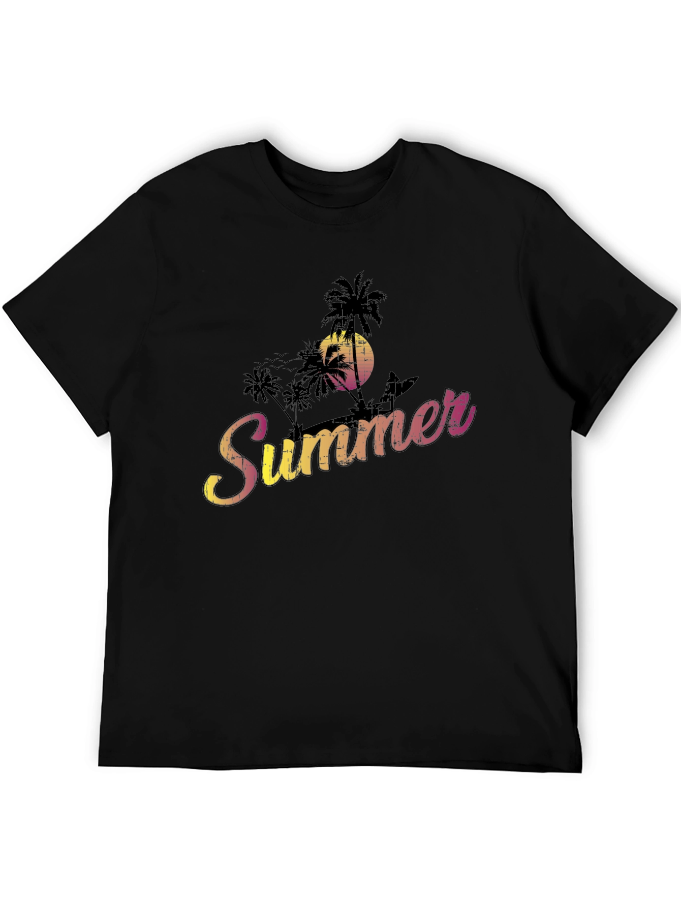 Black Summer Vibe Graphic Tee - Black Cotton Blend view 5