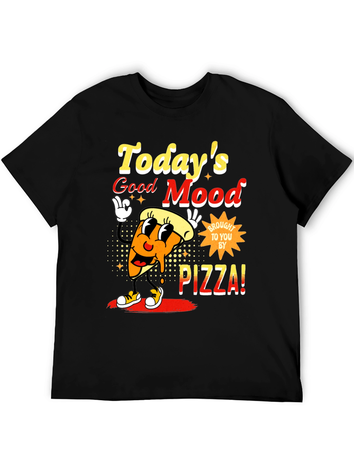 Black Today's Good Mood Pizza Graphic Tee view 5