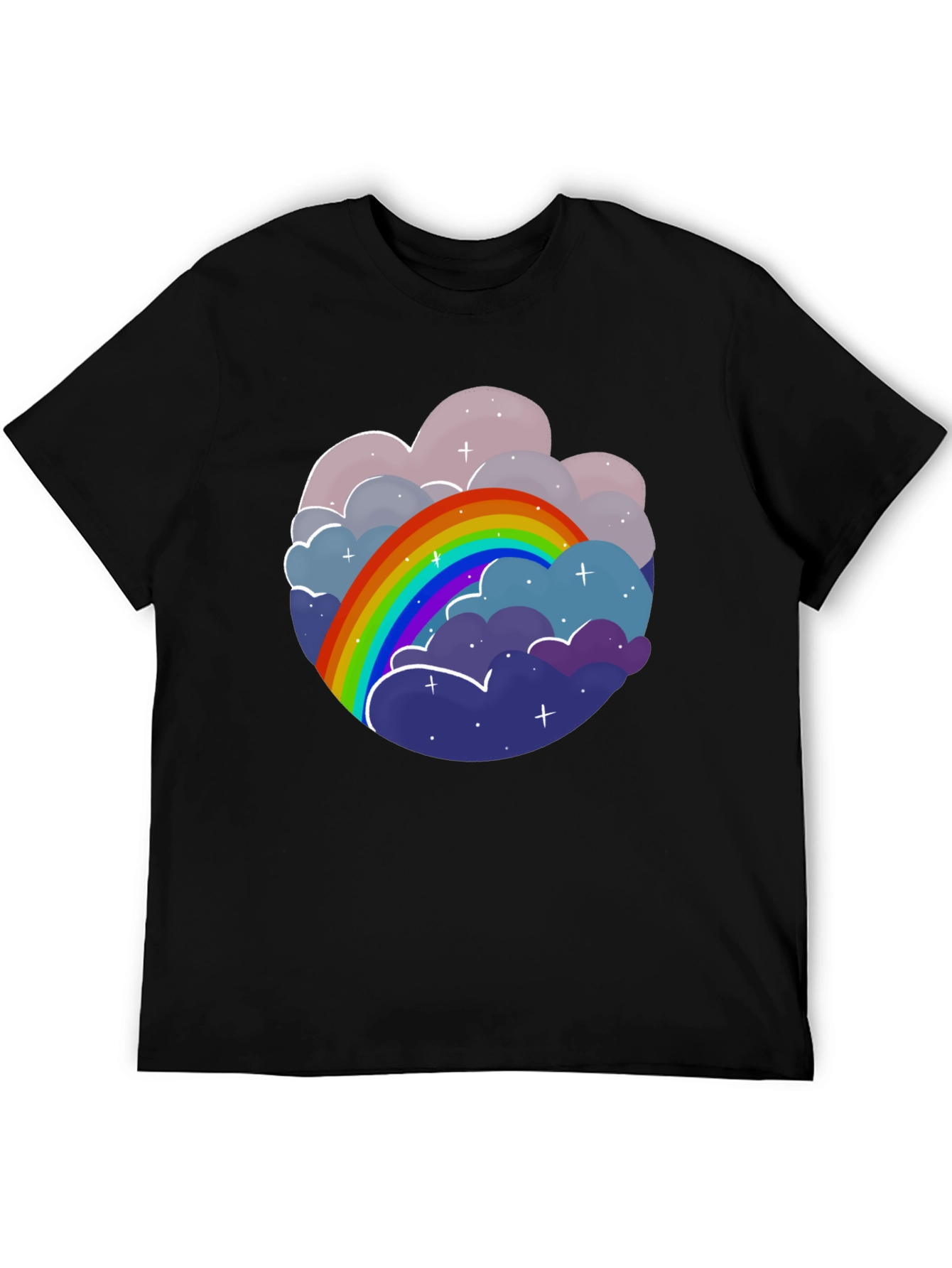 Black Rainbow Cloud Graphic Tee - Unisex Cotton T-Shirt view 5