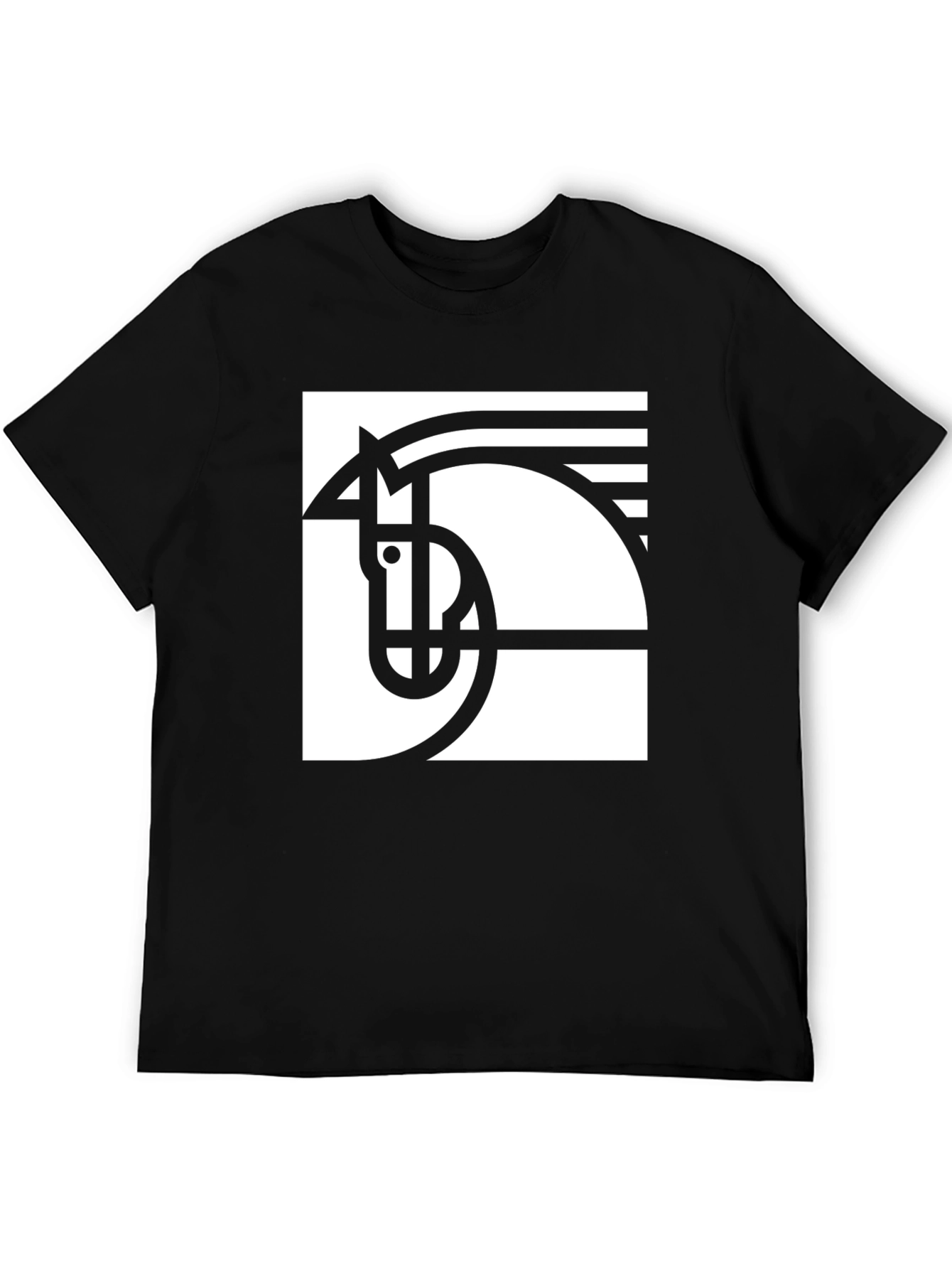 Black Abstract Horse Graphic Tee - Modern Art T-Shirt view 5
