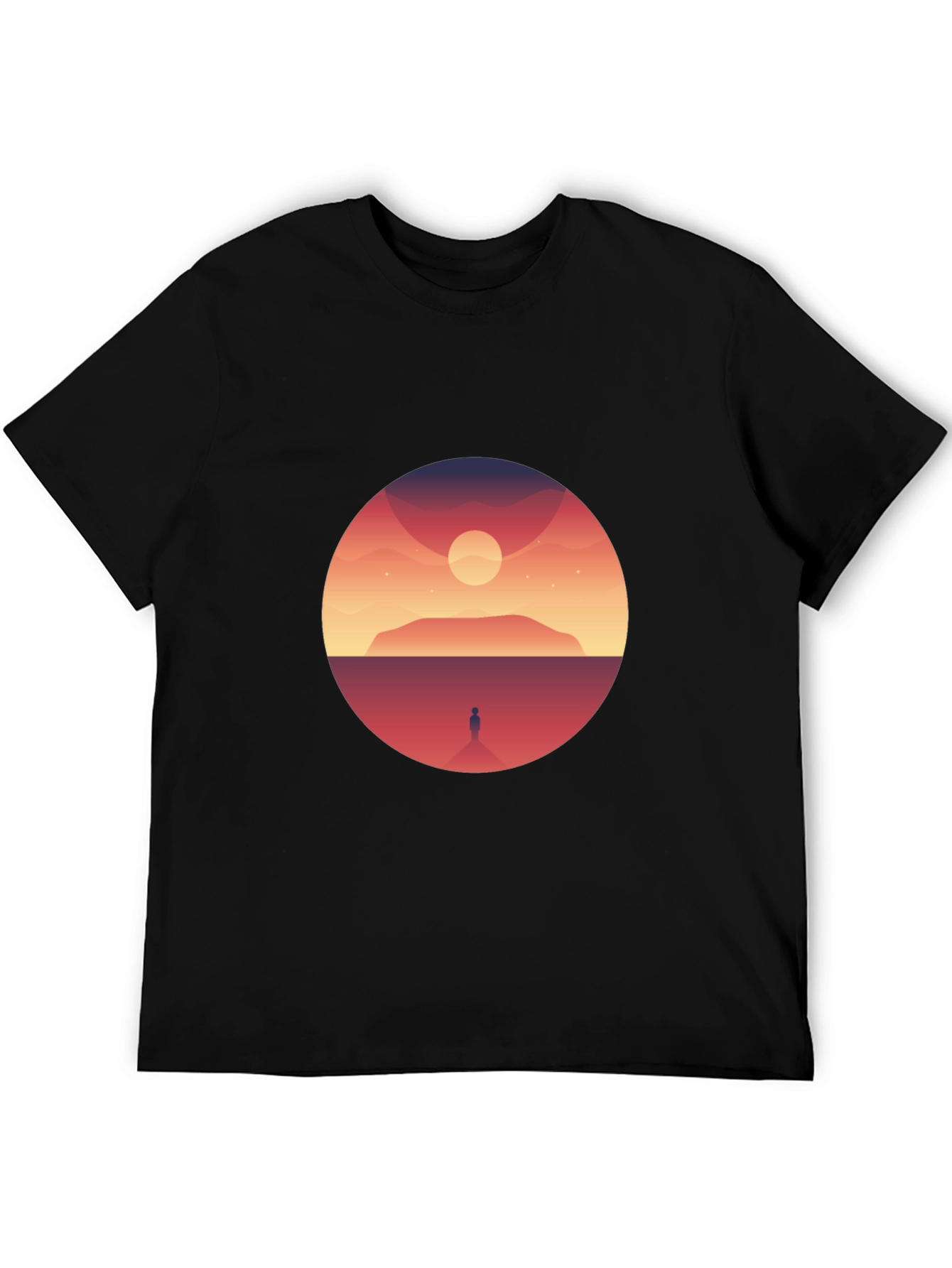 Black Sunset Silhouette Graphic Tee - Soft Cotton Blend view 5