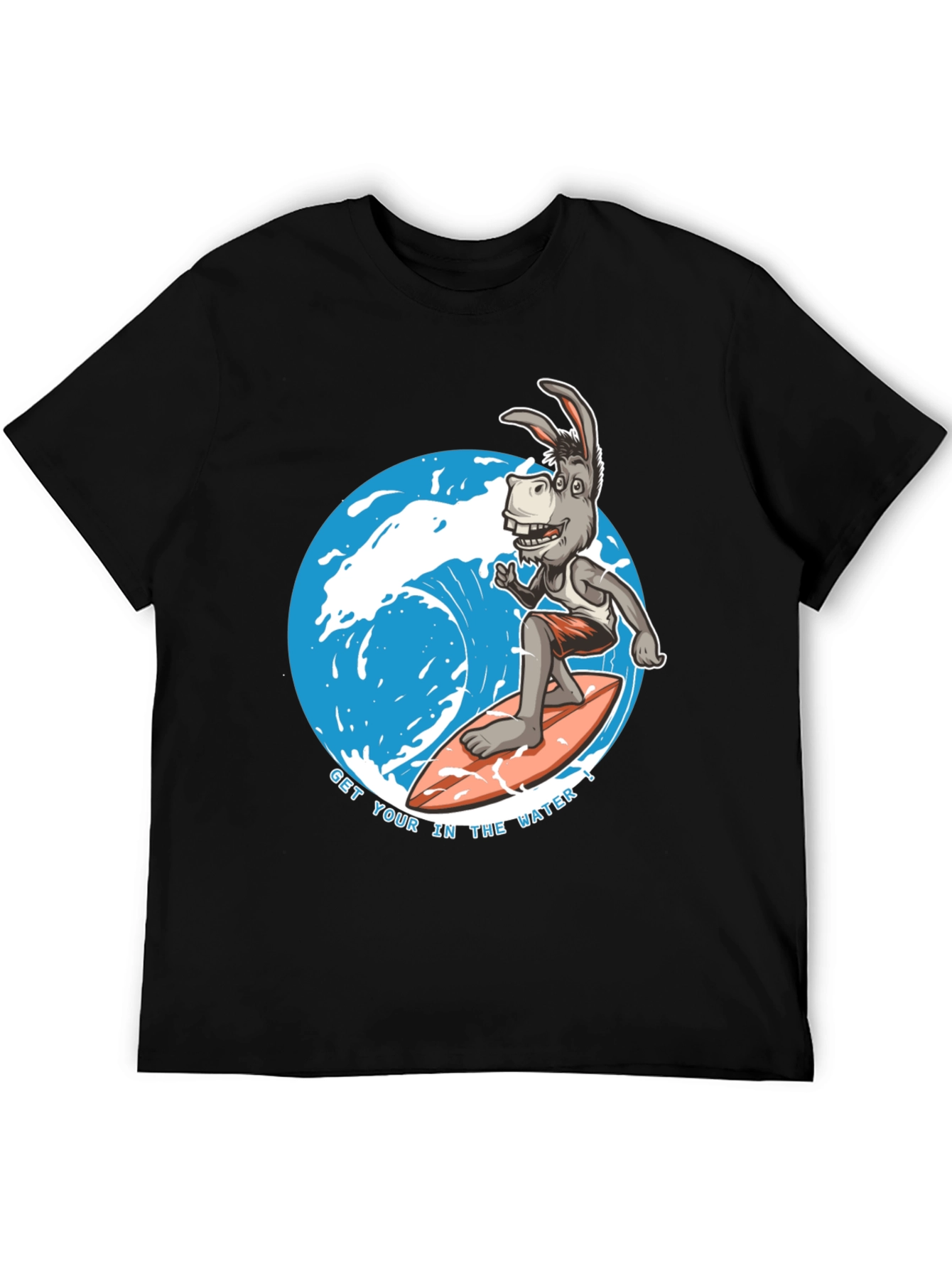 Black Surfing Donkey Graphic T-Shirt view 5