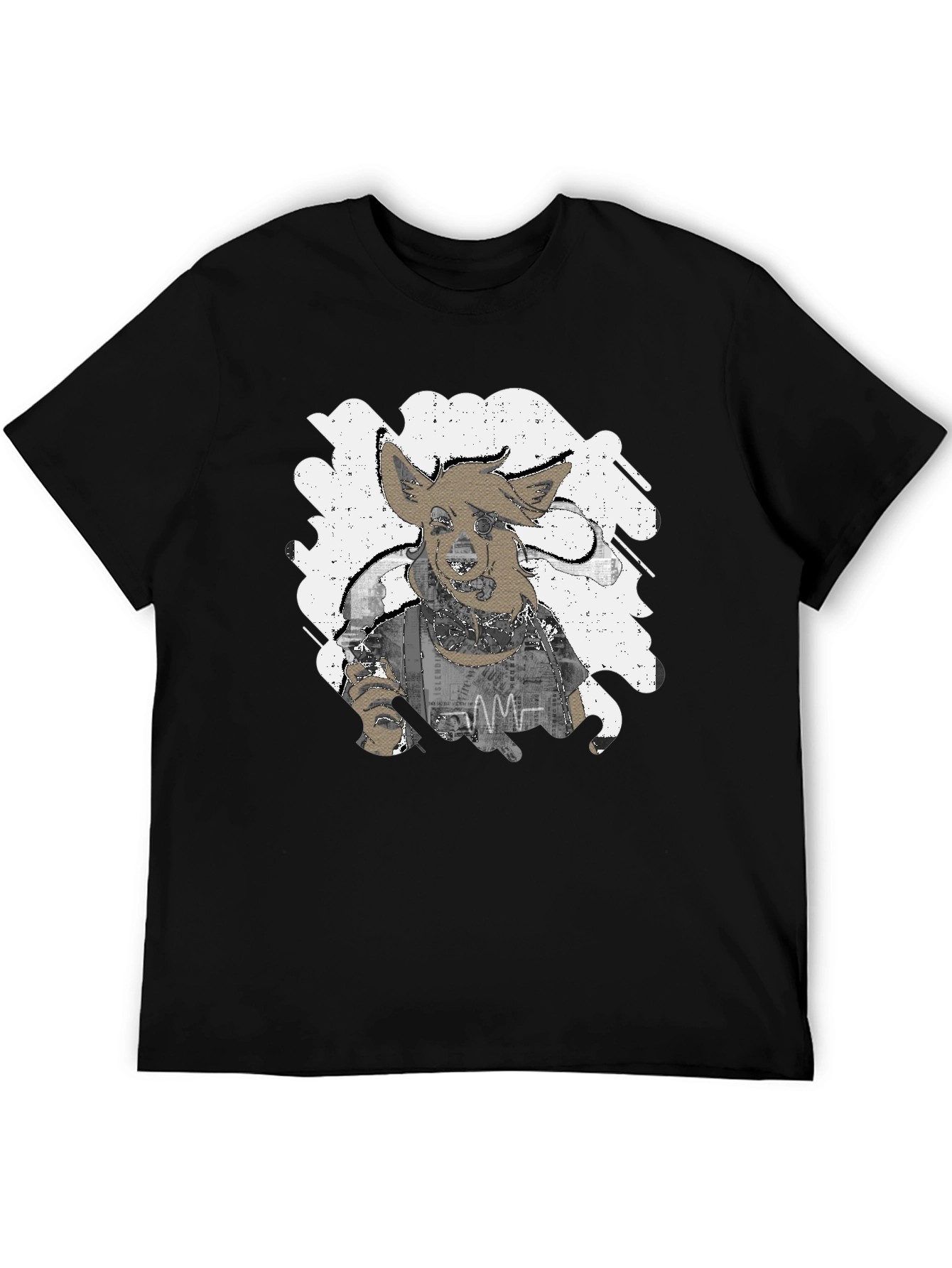 Black Unique Distressed Graphic Tee - Men's Black T-Shirt view 5