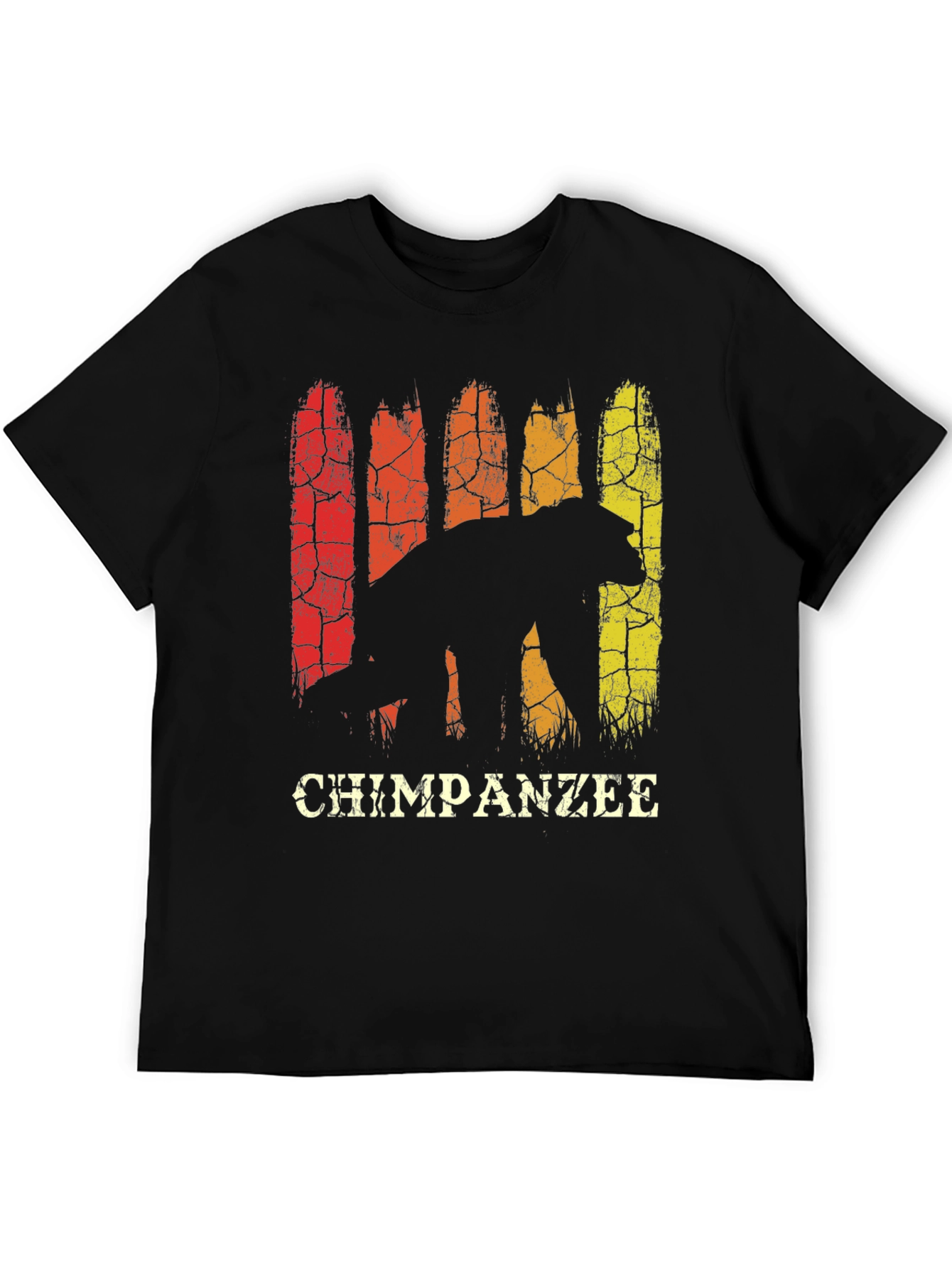 Black Chimpanzee Silhouette Retro Style Graphic T-Shirt view 5