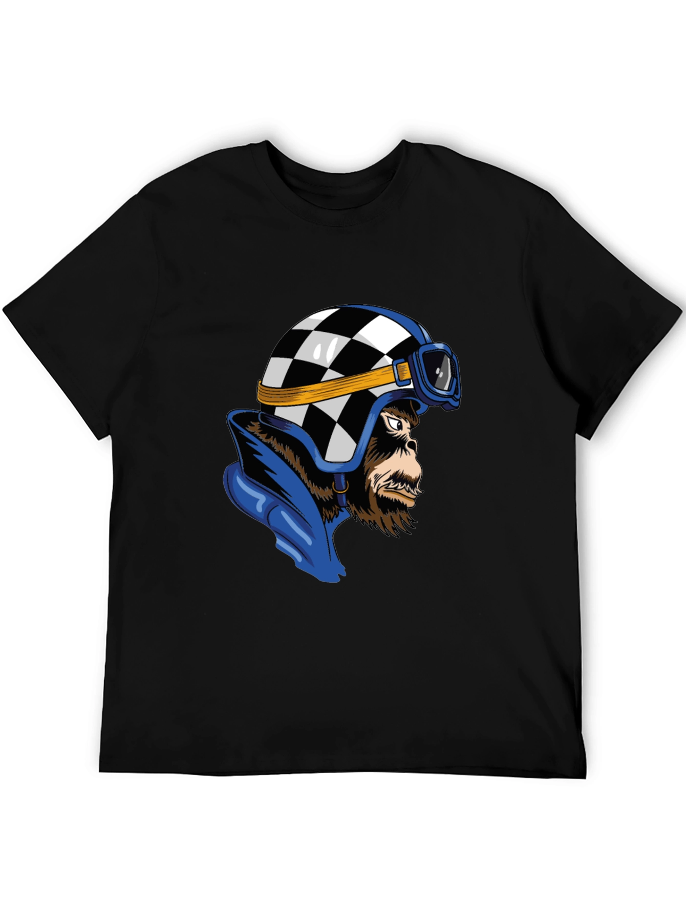 Black Retro Racer Gorilla Graphic T-Shirt view 5