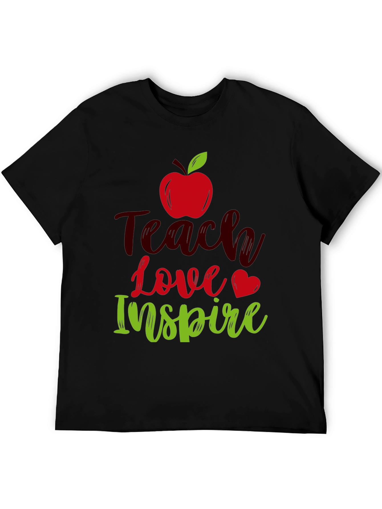 Black Teach Love Inspire T-Shirt Teacher Appreciation Gift view 5
