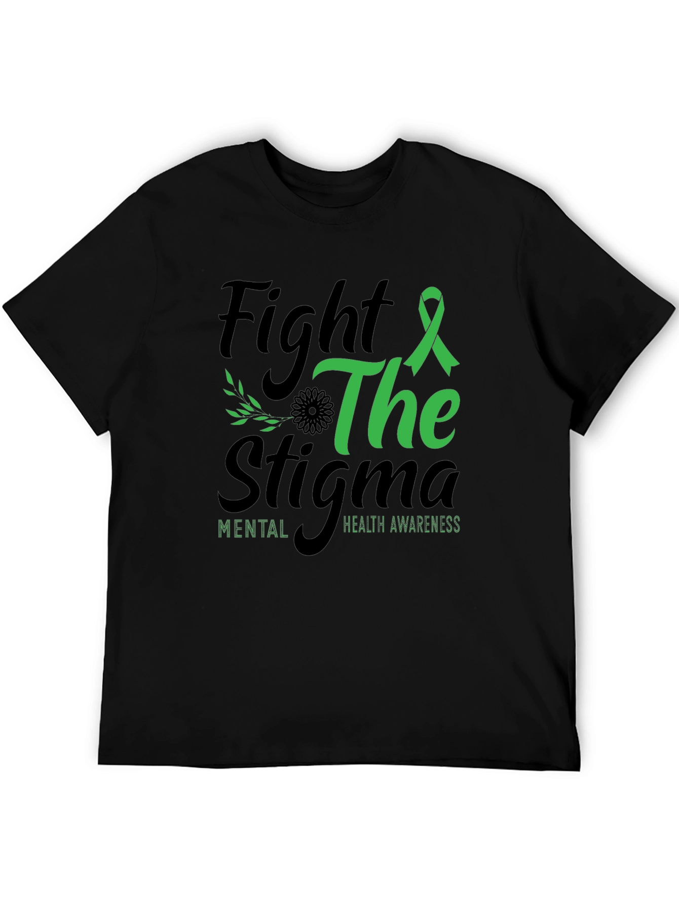 Black Fight the Stigma Mental Health Awareness T-Shirt view 5