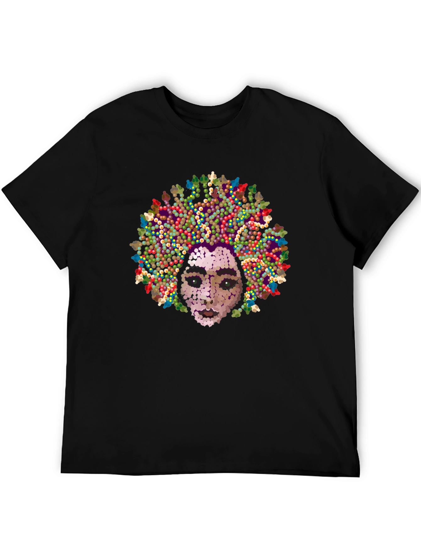 Black Abstract Afro Face Black T-Shirt view 5
