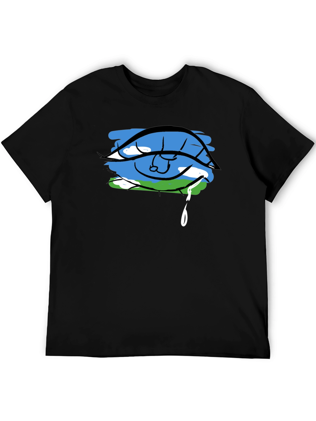 Black Eye Crying Earth Graphic Black T-Shirt view 5