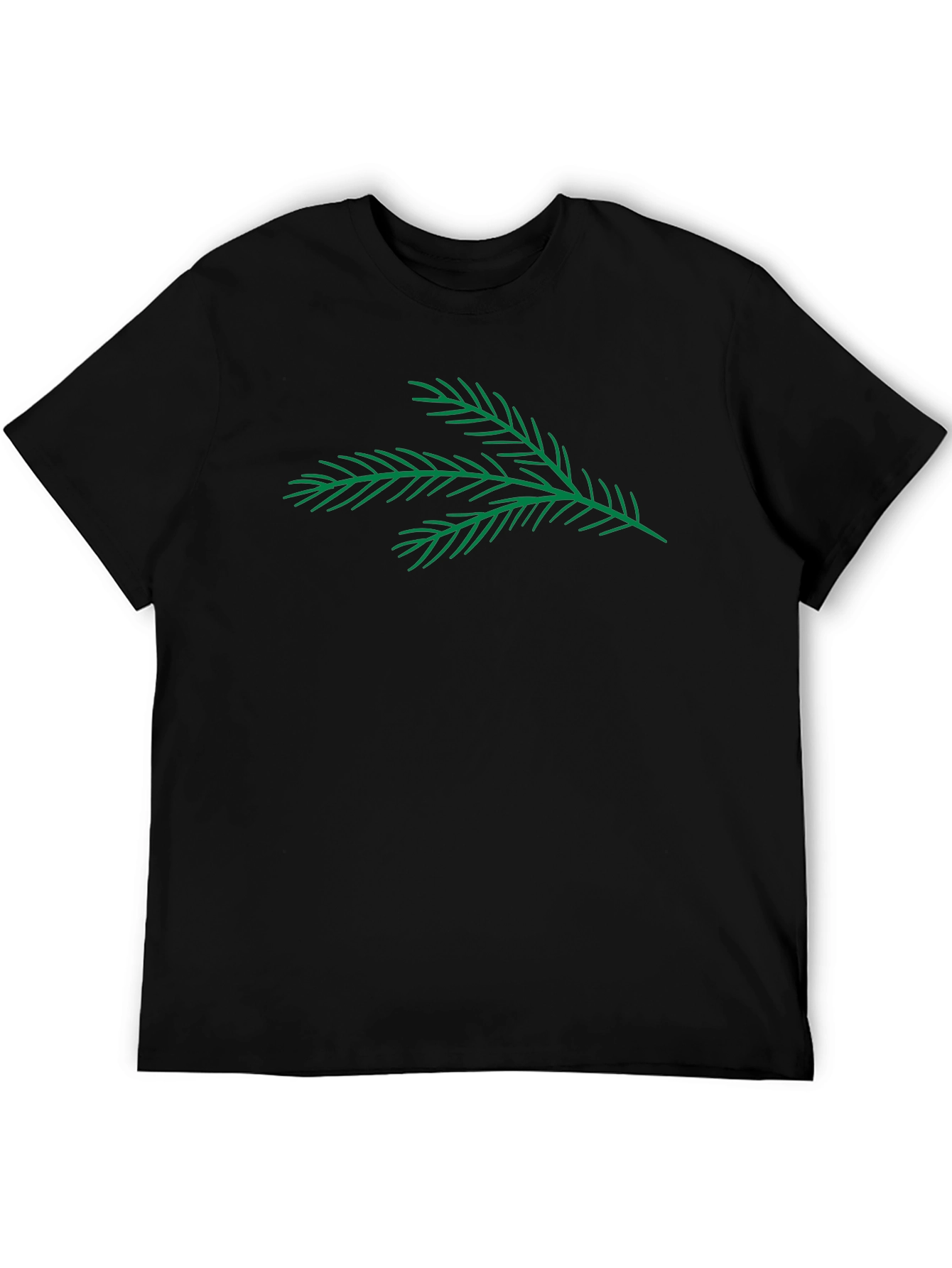 Black Evergreen Branch Graphic Tee - Modern Casual Style view 5