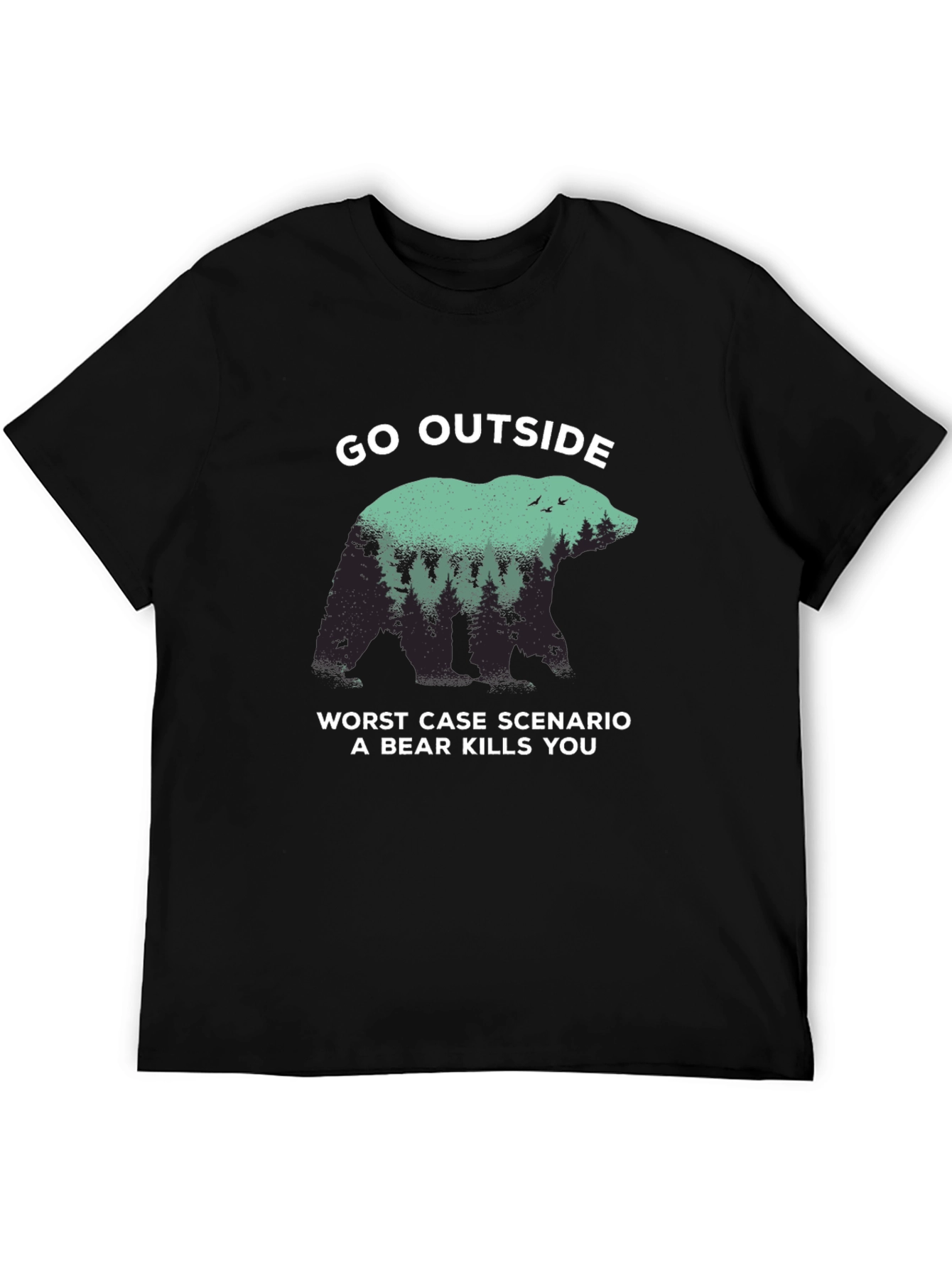 Black Go Outside Bear Graphic T-Shirt view 5
