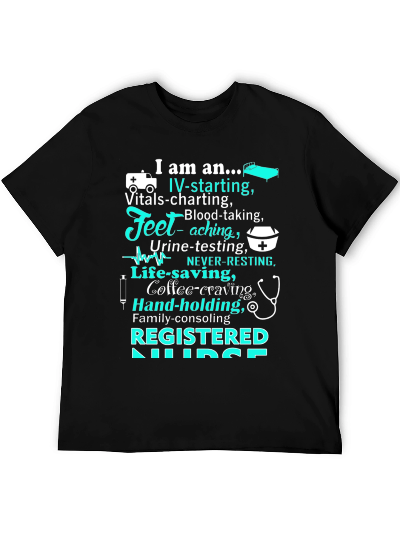 Black Registered Nurse Novelty T-Shirt view 5