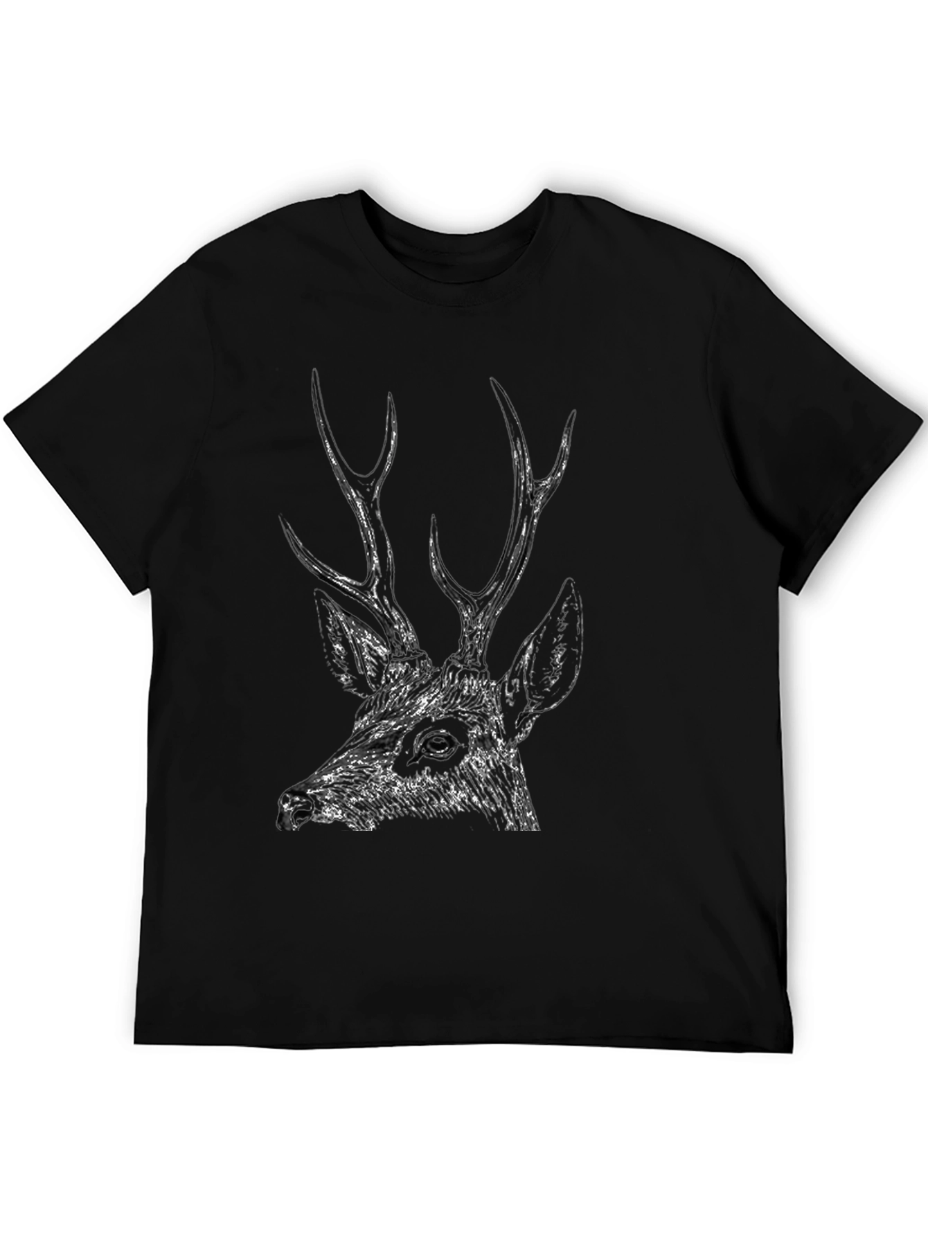 Black Men's Black Deer Graphic Tee - Stylish & Unique Design view 5