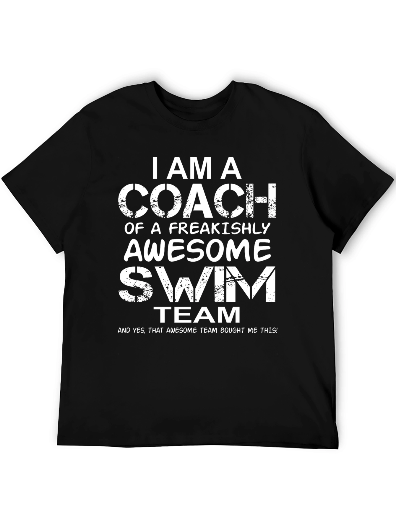 Black I AM A Coach Awesome Swim Team Black T-Shirt view 5