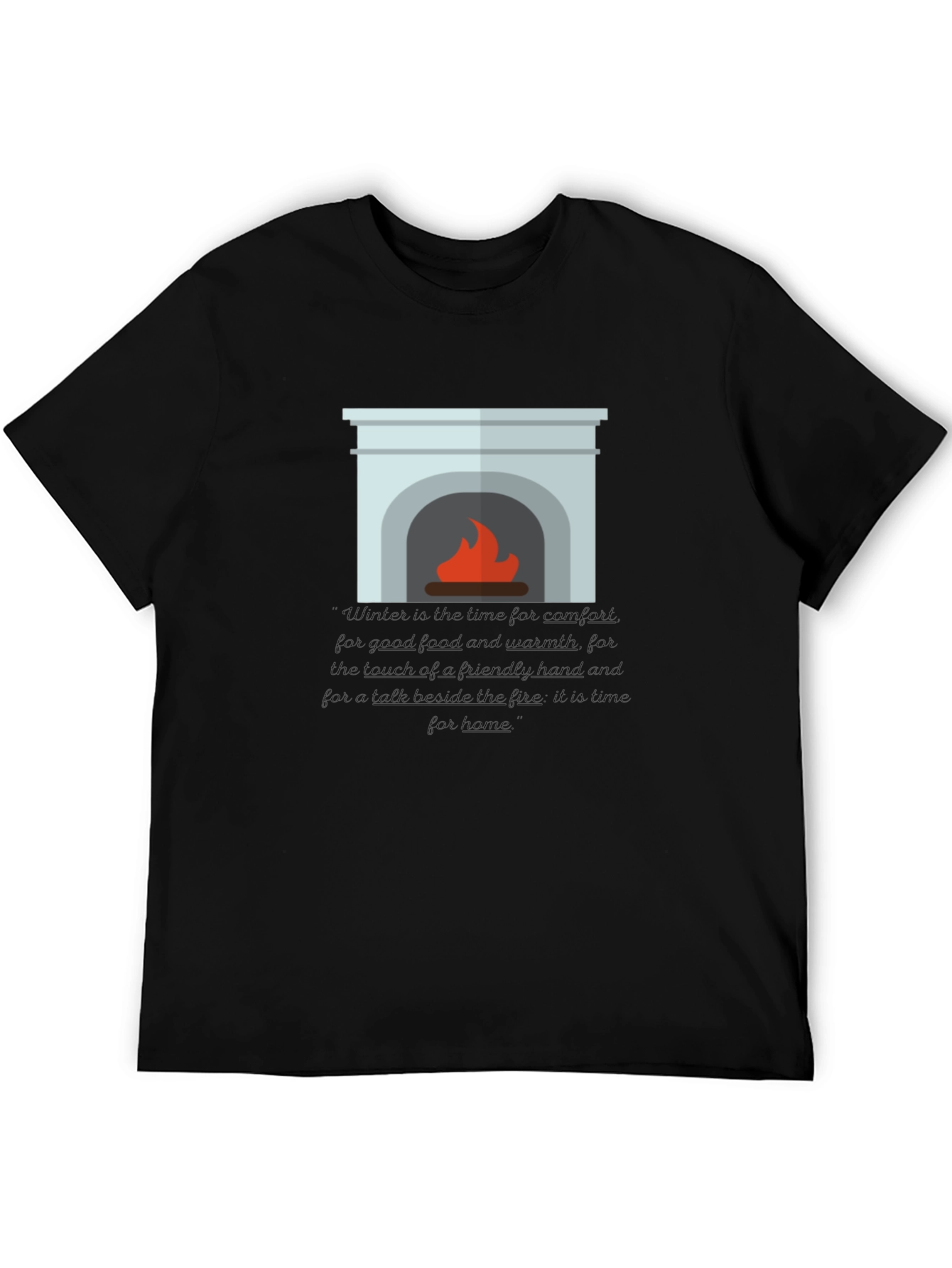 Black Cozy Fireplace Graphic Tee - Comfort & Style view 5