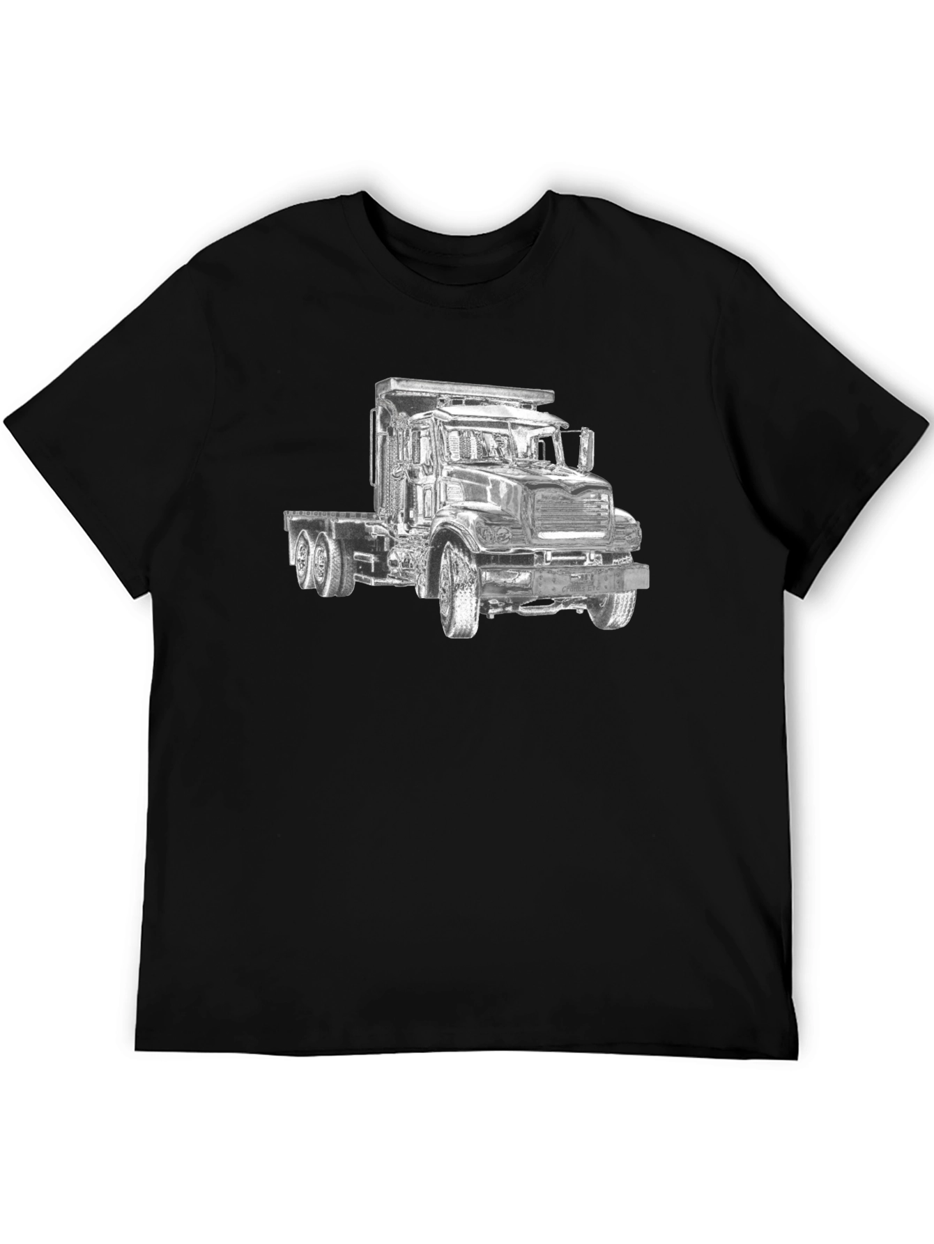 Black Truck Graphic Tee - Bold Black Cotton Blend Shirt view 5