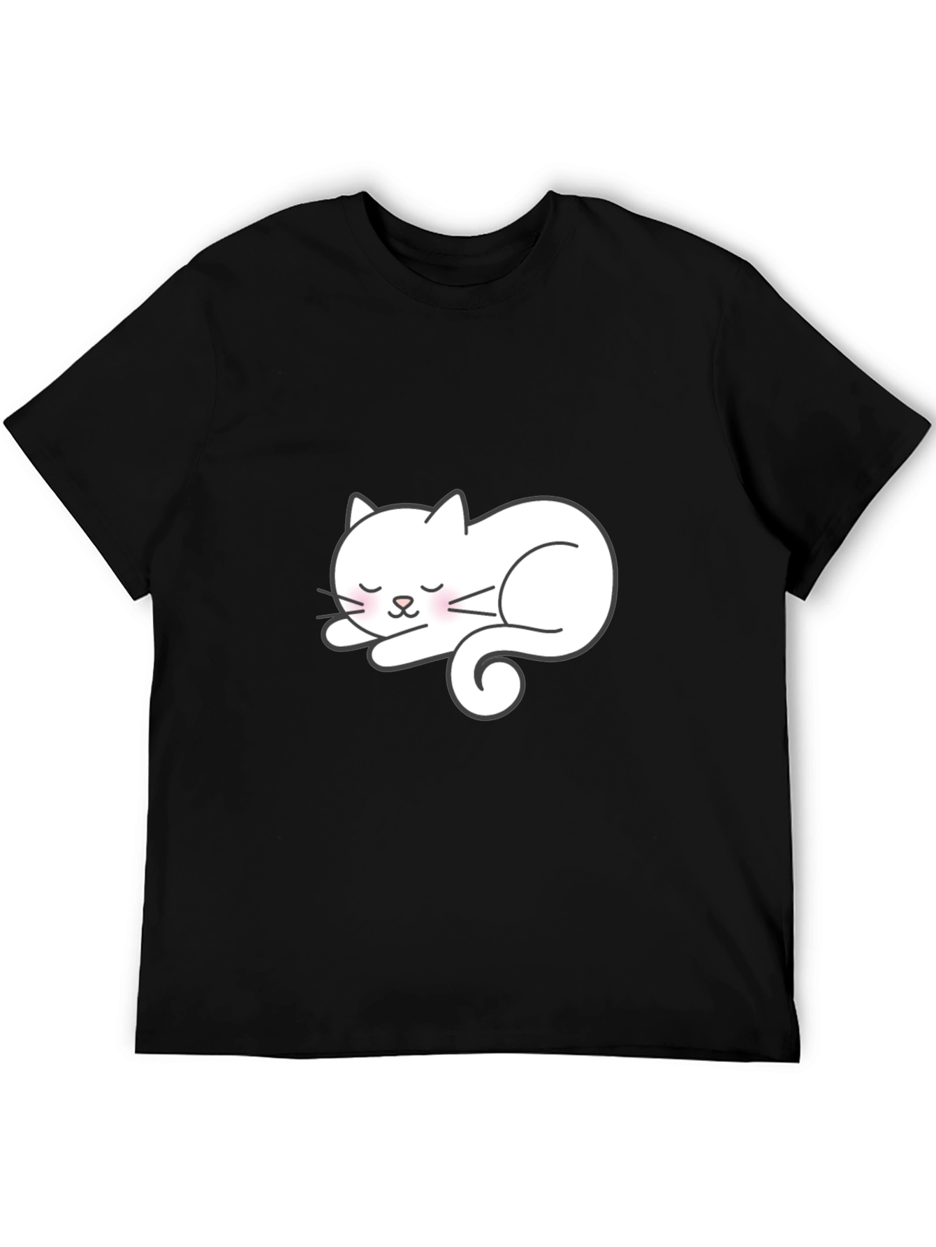 Black Cute Sleeping Cat Graphic T-Shirt - Soft Cotton Comfort view 5
